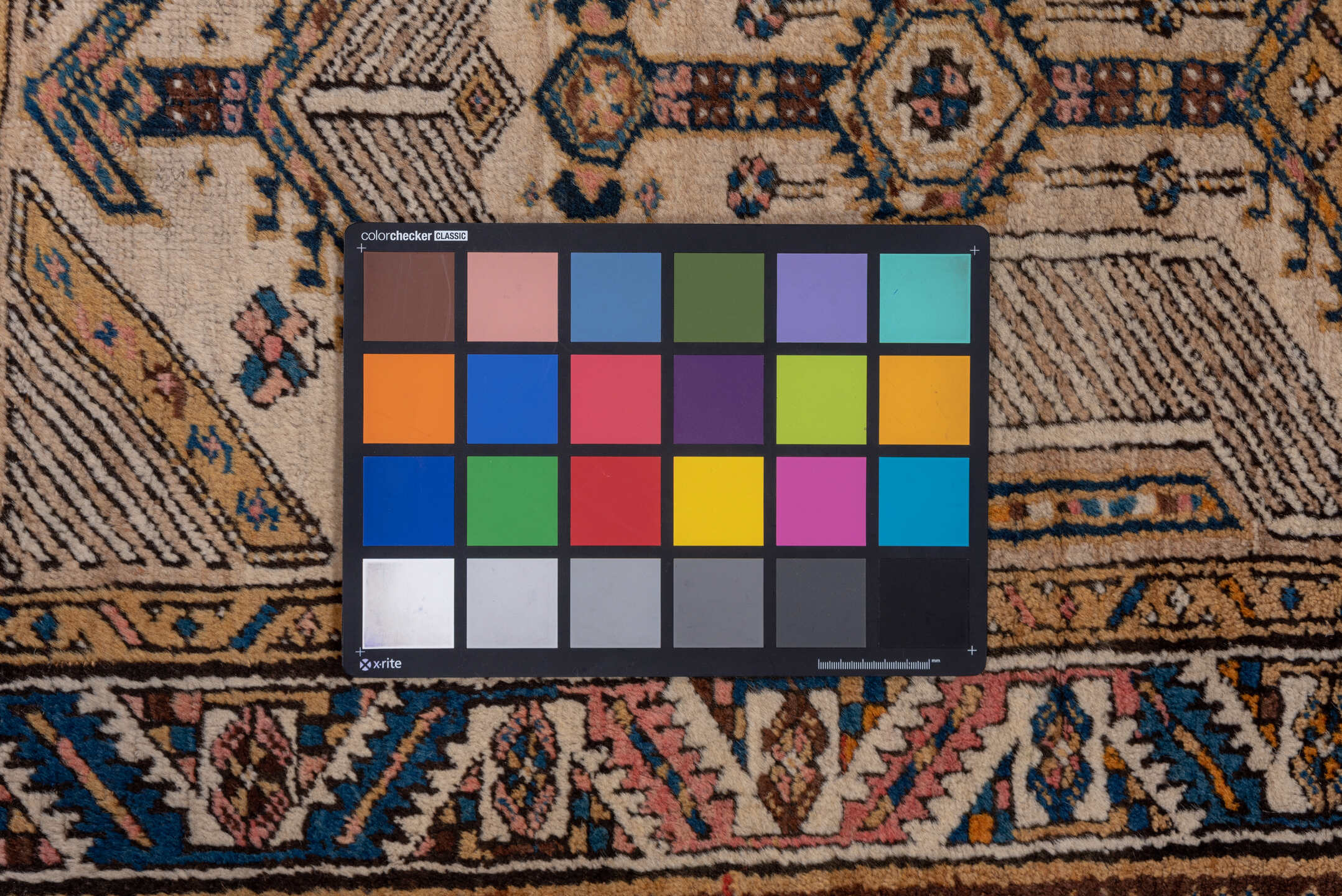 3' x 14' one-of-a-kind handmade vintage Sarab runner rug. Color palette: brown, blue, gray, black, off-white, light gray