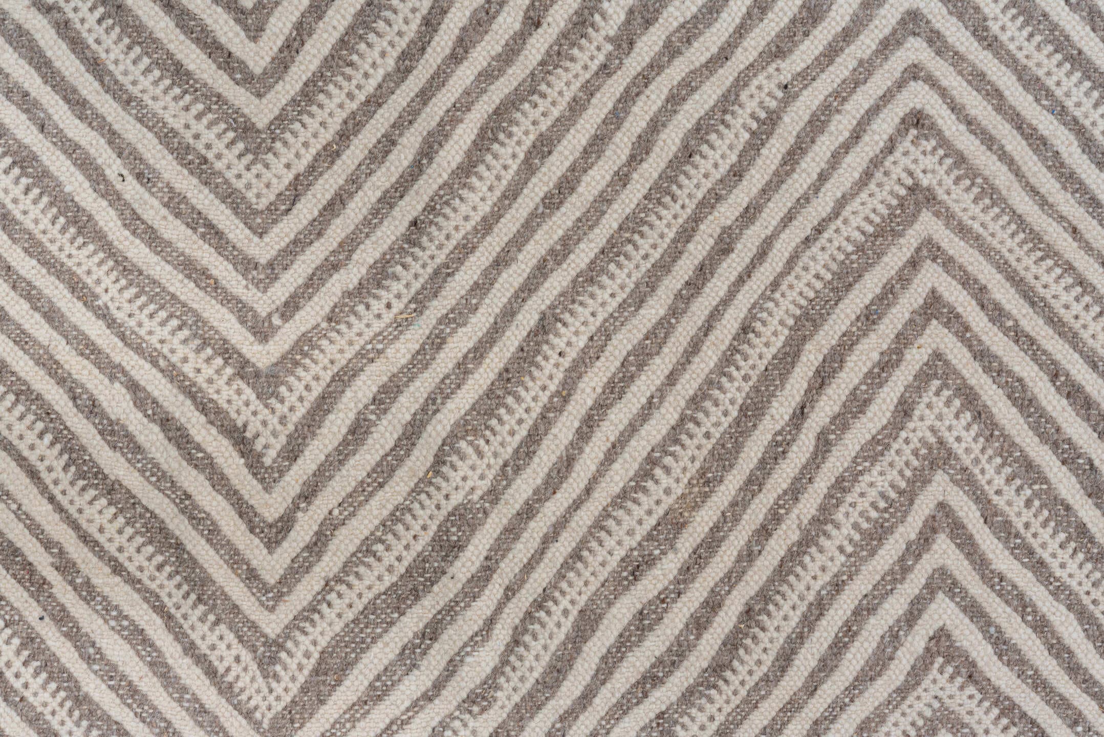 9' x 13' one-of-a-kind handmade vintage Kilim large size rug. Color palette: ivory, taupe, beige, gray