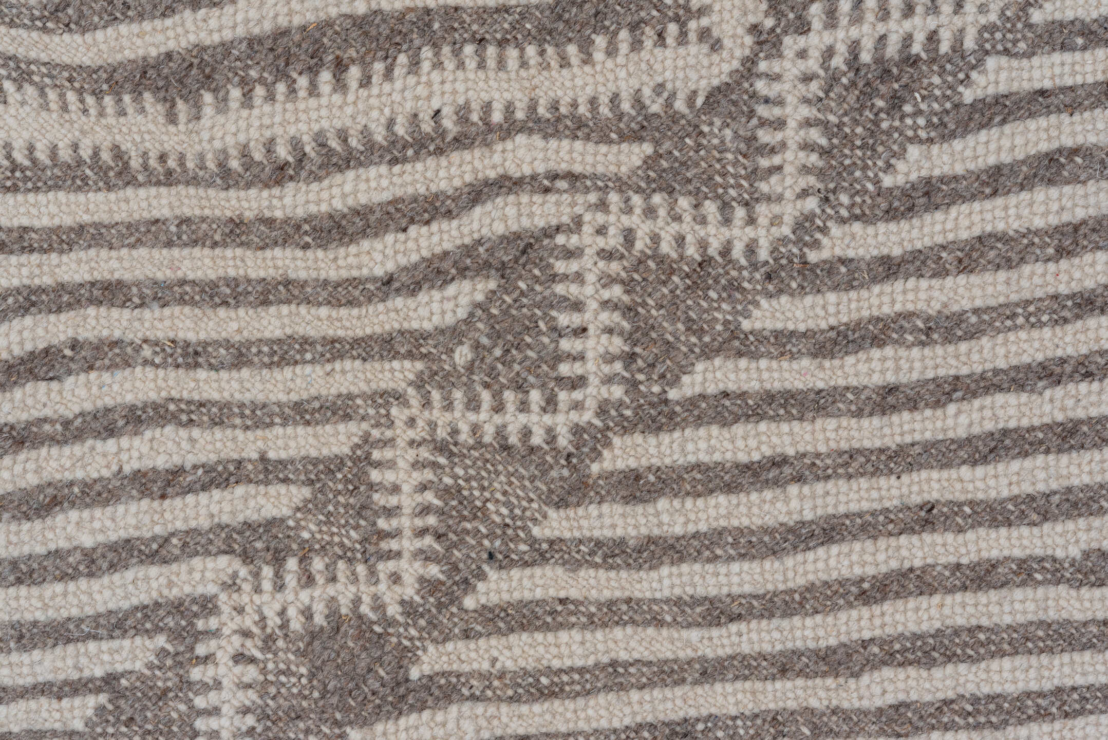 9' x 13' one-of-a-kind handmade vintage Kilim large size rug. Color palette: ivory, taupe, beige, gray