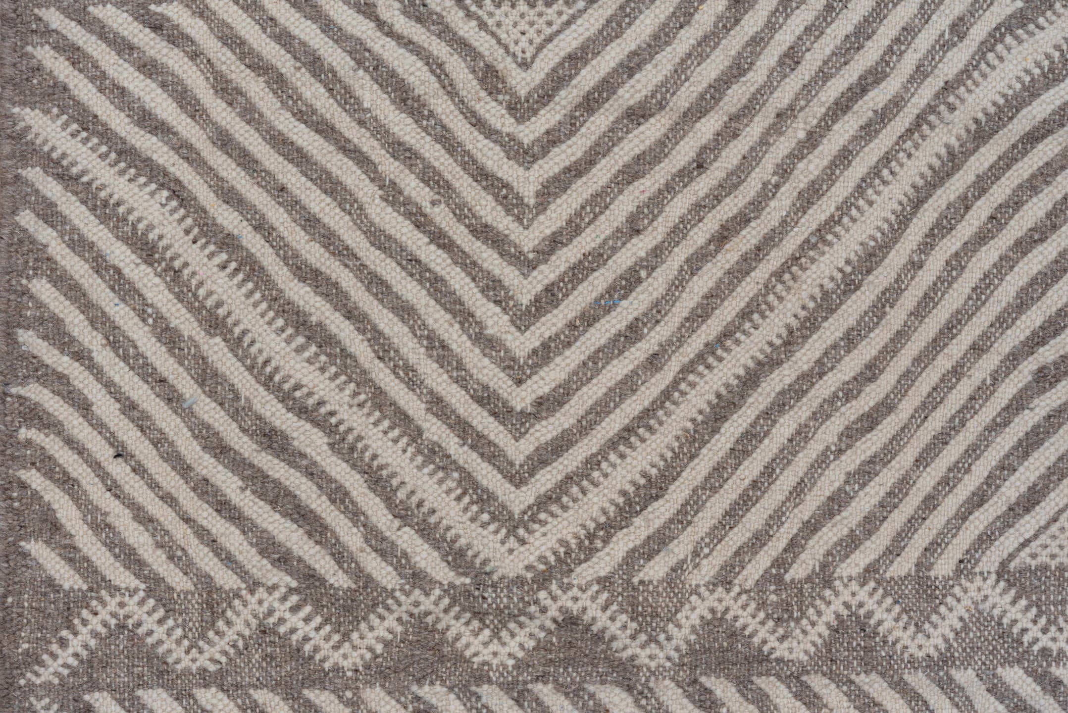 9' x 13' one-of-a-kind handmade vintage Kilim large size rug. Color palette: ivory, taupe, beige, gray