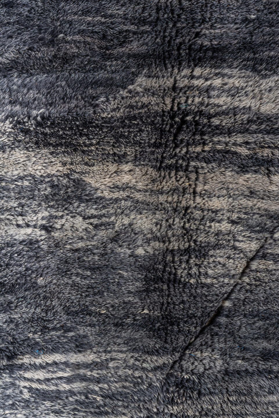 11' x 14' one-of-a-kind handmade vintage Moroccan oversize rug. Color palette: charcoal, gray, slate, ivory, black