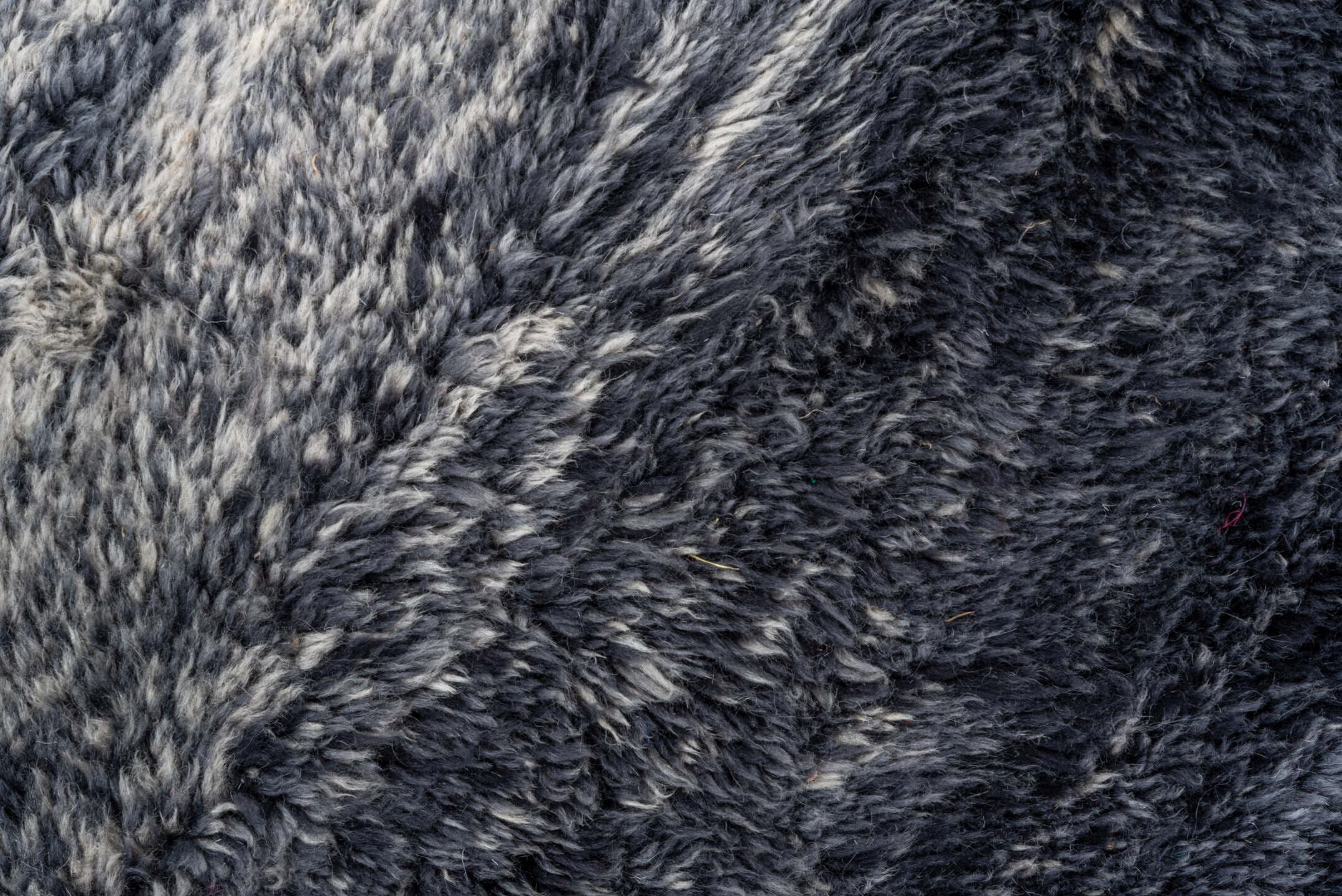 11' x 14' one-of-a-kind handmade vintage Moroccan oversize rug. Color palette: charcoal, gray, slate, ivory, black