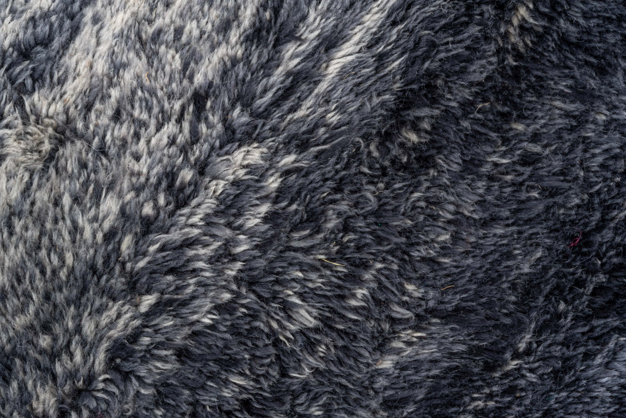 11' x 14' one-of-a-kind handmade vintage Moroccan oversize rug. Color palette: black, blue, charcoal, dark gray, dim gray