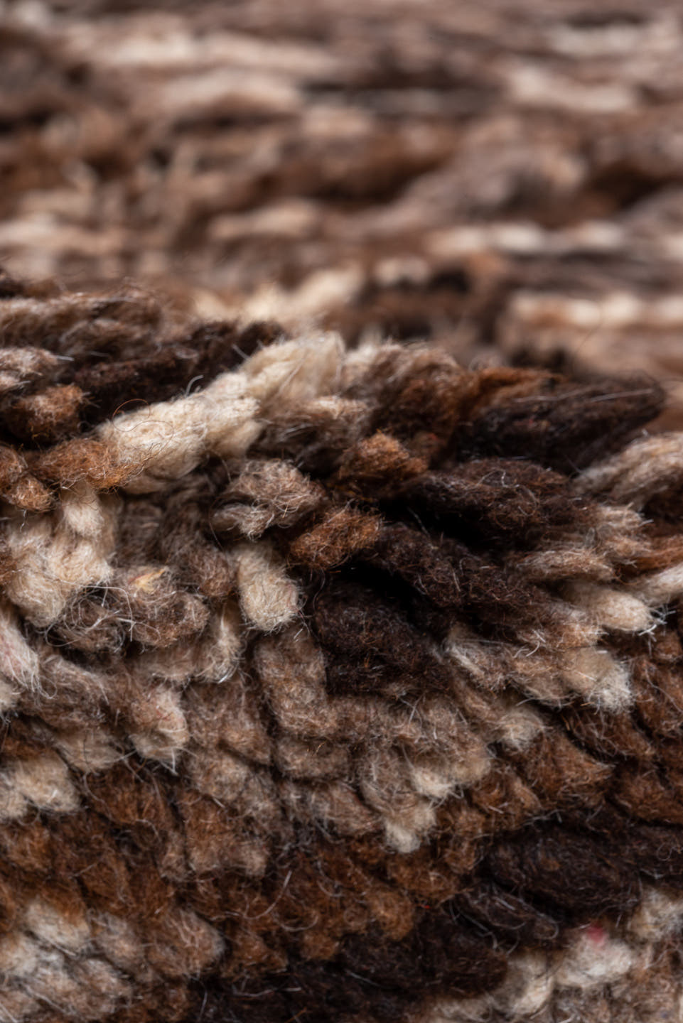 6' x 9' one-of-a-kind handmade vintage Moroccan medium size rug. Color palette: brown, taupe, camel, charcoal, ivory, beige