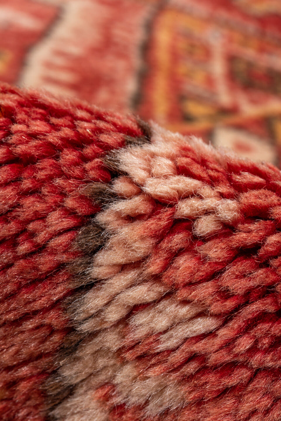 5' x 8' one-of-a-kind handmade vintage Moroccan medium size rug. Color palette: terra cotta, coral, rust, saffron, ivory