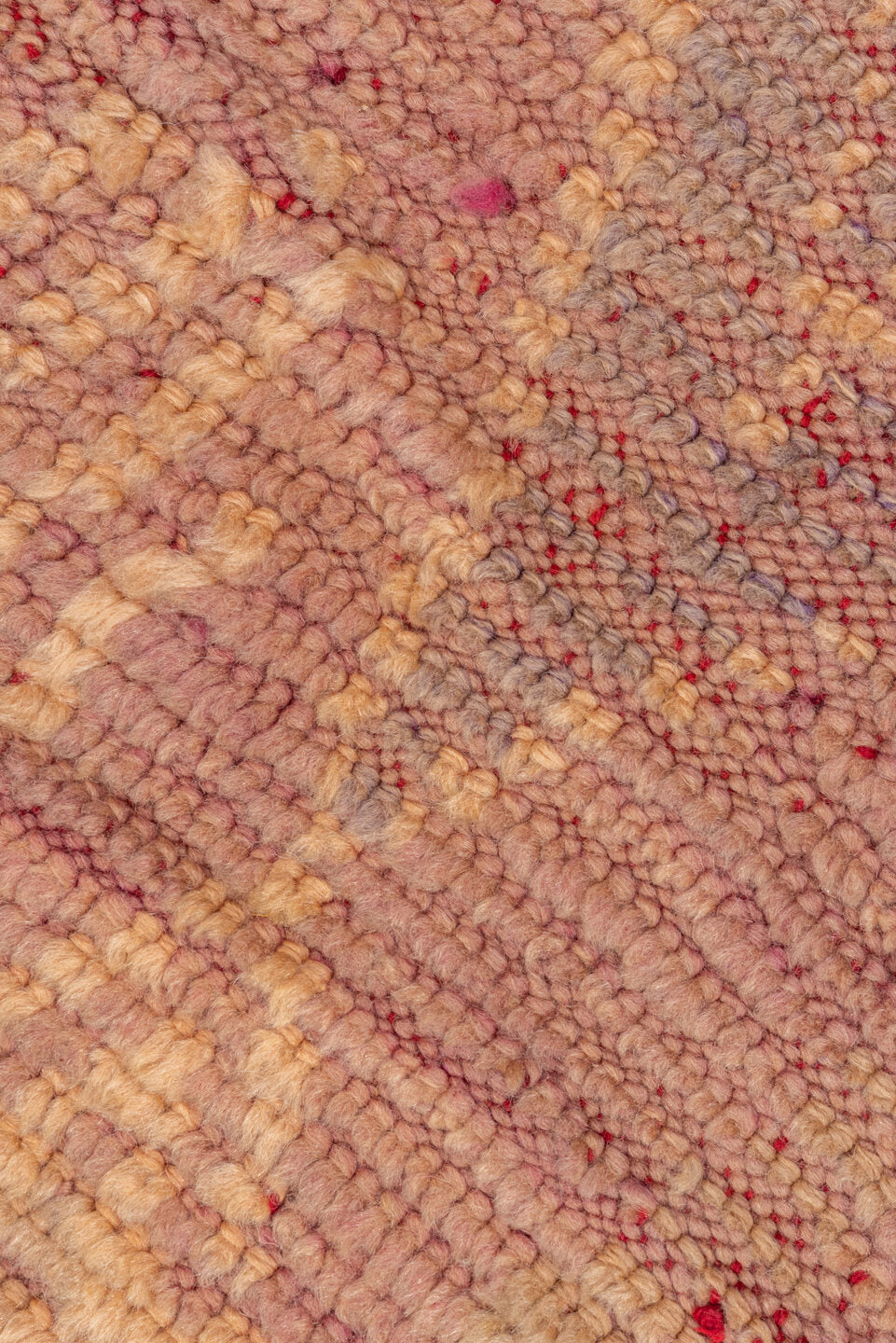 2' x 7' one-of-a-kind handmade vintage Moroccan runner rug. Color palette: brown, orange, pink, red