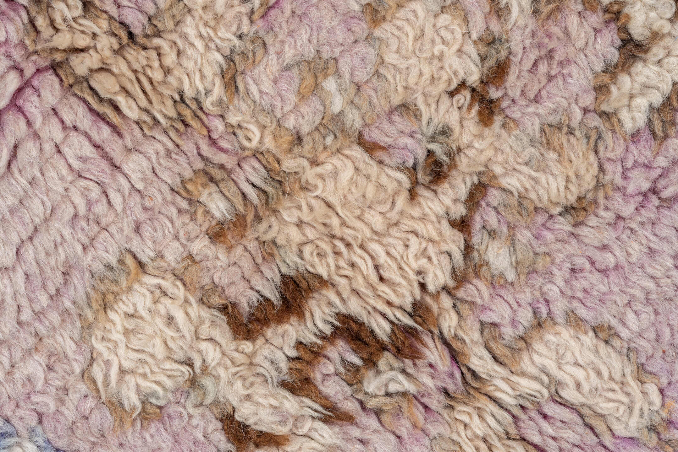 3' x 8' one-of-a-kind handmade vintage Moroccan runner rug. Color palette: blue, brown, gray, light gray, off-white, pink