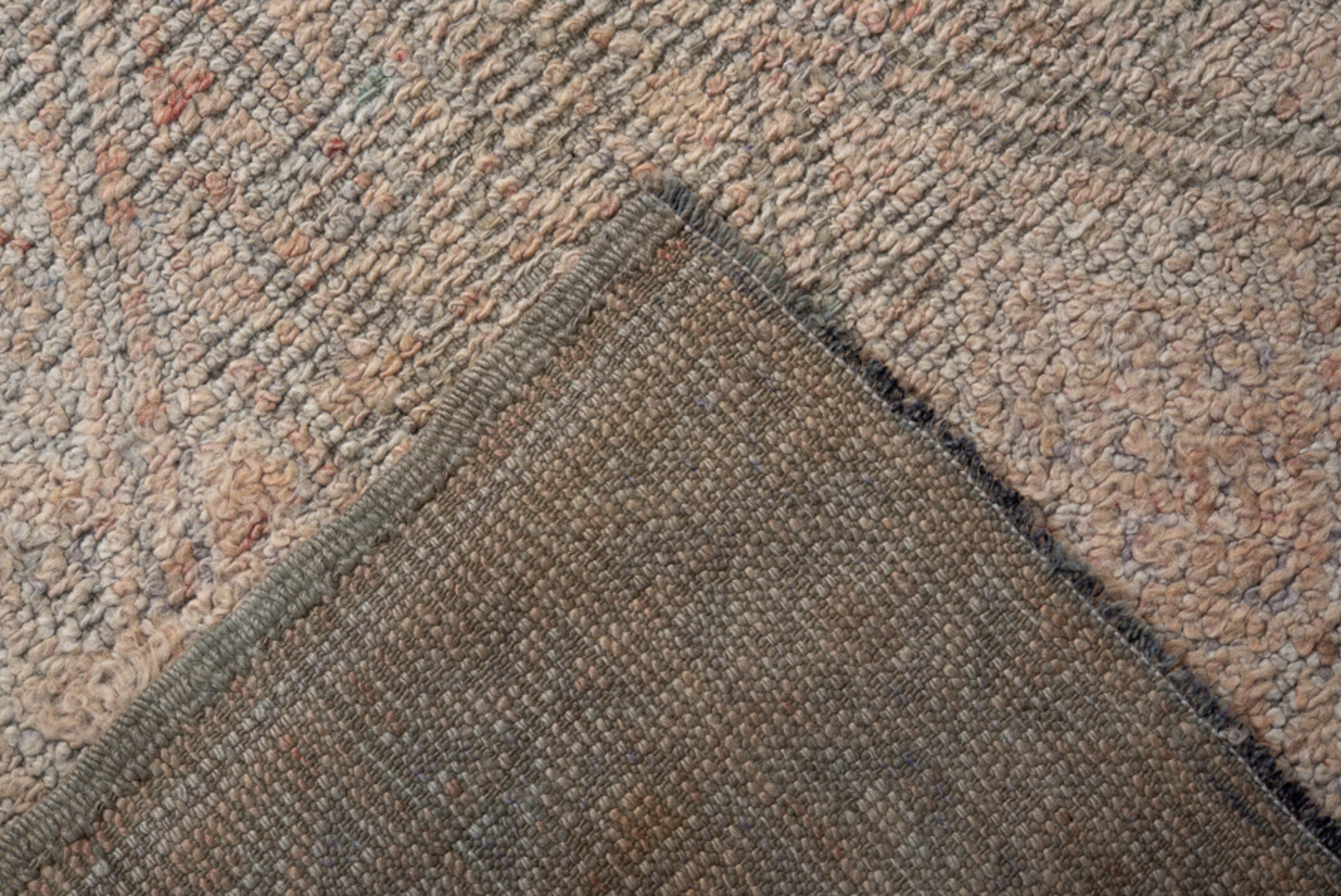 6' x 8' one-of-a-kind handmade vintage Moroccan medium size rug. Color palette: brown, gray, light gray, off-white, pink