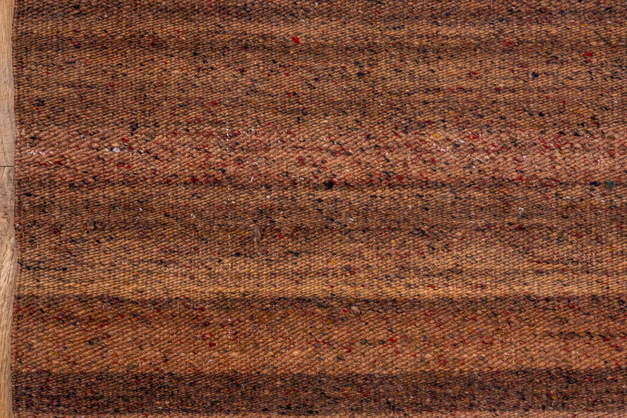 4' x 13' one-of-a-kind handmade antique Kilim runner rug. Color palette: brown, taupe, camel, rose, mahogany, beige, gray