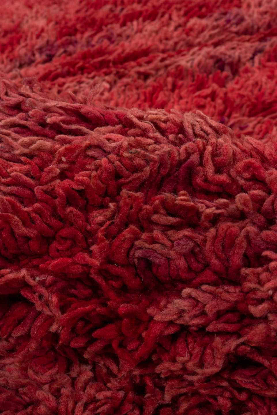 3' x 8' one-of-a-kind handmade vintage Moroccan runner rug. Color palette: red, crimson, rose, terra cotta, pink, terracotta
