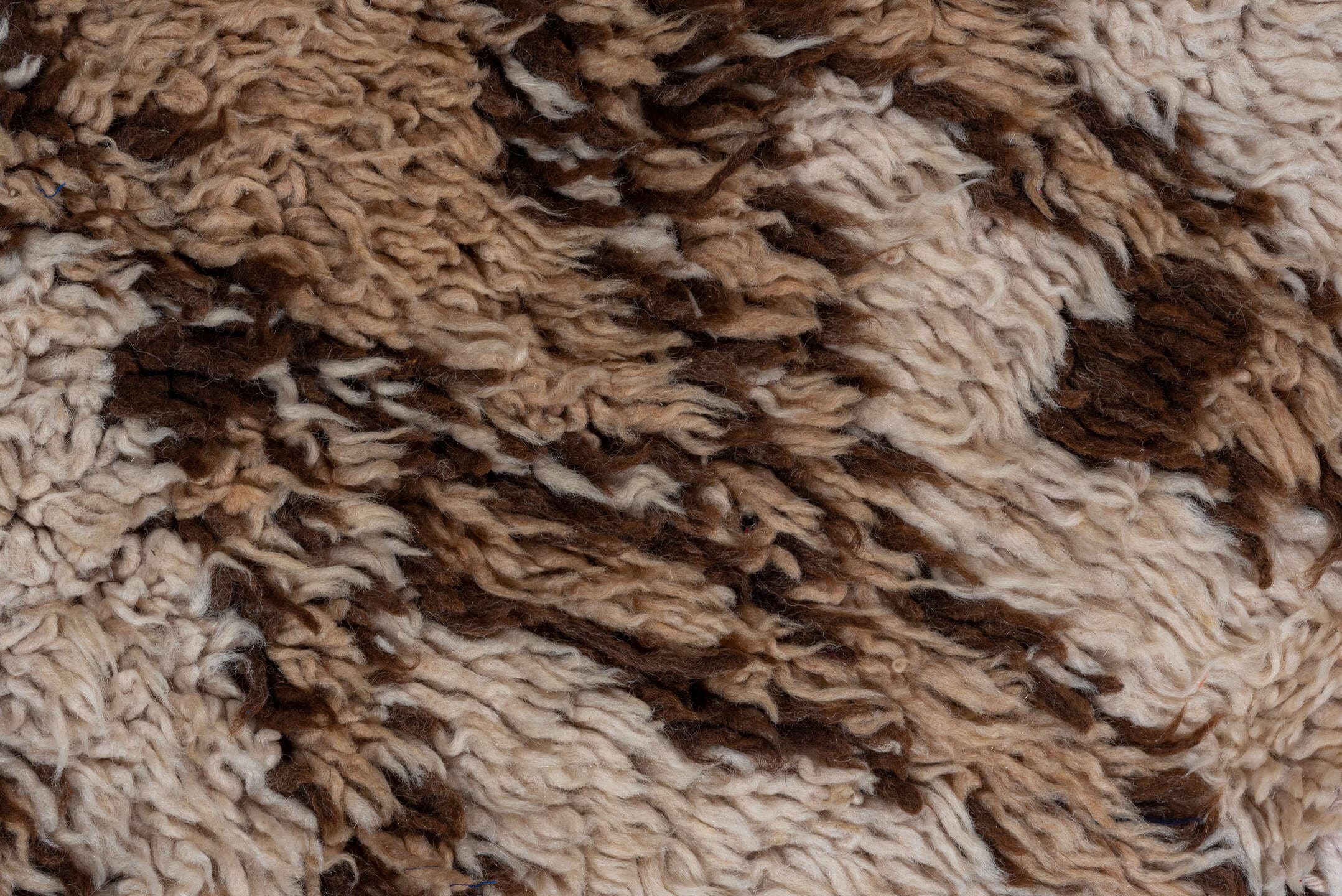 2' x 4' one-of-a-kind handmade vintage Moroccan small size rug. Color palette: ivory, camel, brown, beige