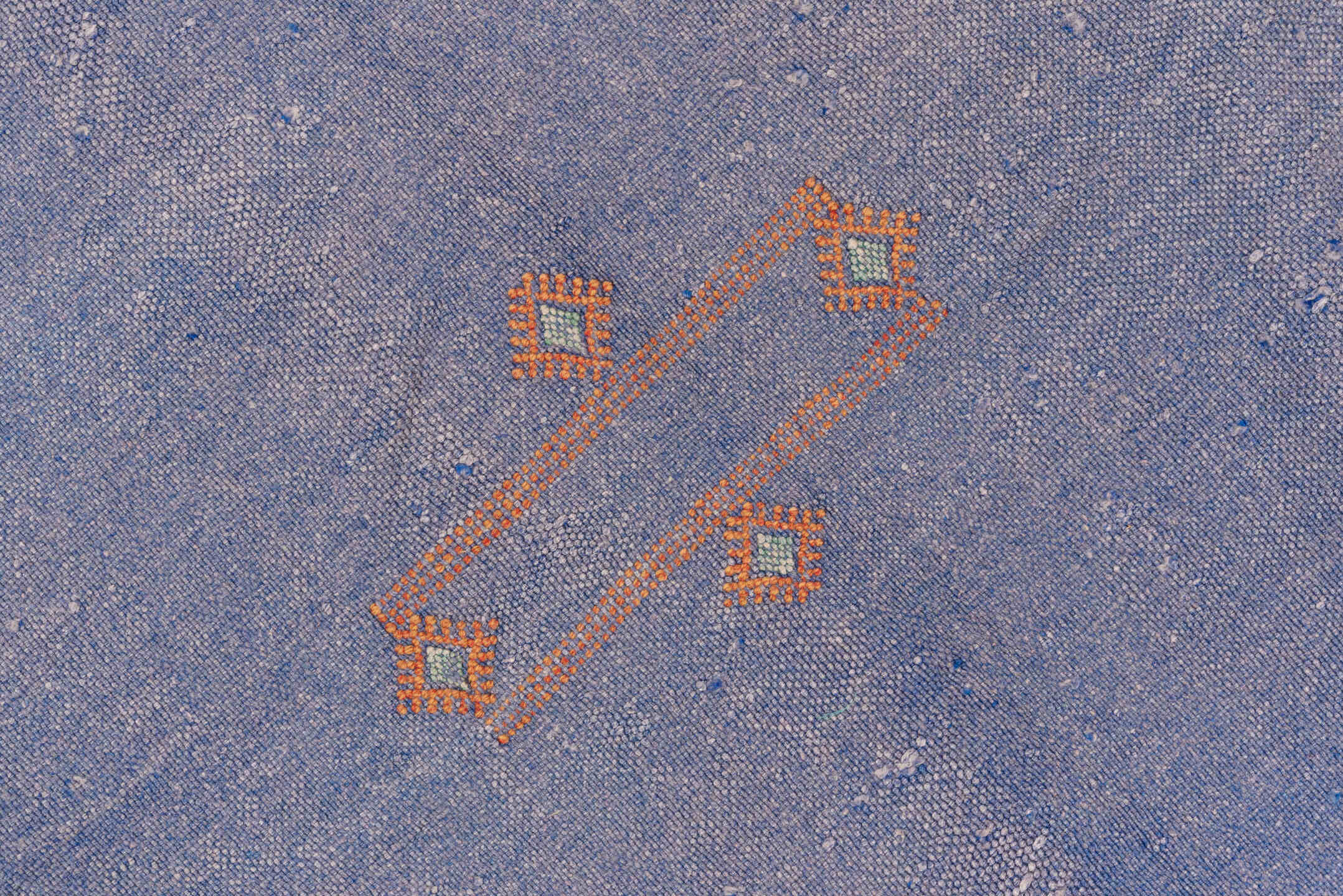 6' x 9' one-of-a-kind handmade vintage Cactus Kilim medium size rug. Color palette: blue, brown, gray, light blue