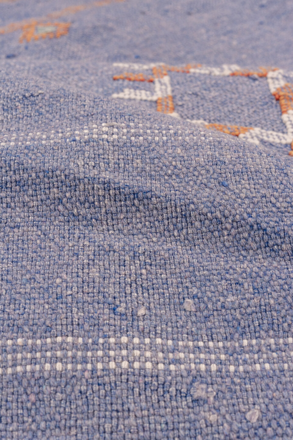 6' x 9' one-of-a-kind handmade vintage Cactus Kilim medium size rug. Color palette: blue, ivory, blush, rust, lavender, pink