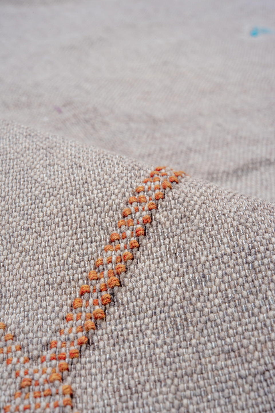 5' x 9' one-of-a-kind handmade vintage Cactus Kilim medium size rug. Color palette: blush, ivory, peach, aqua, lavender