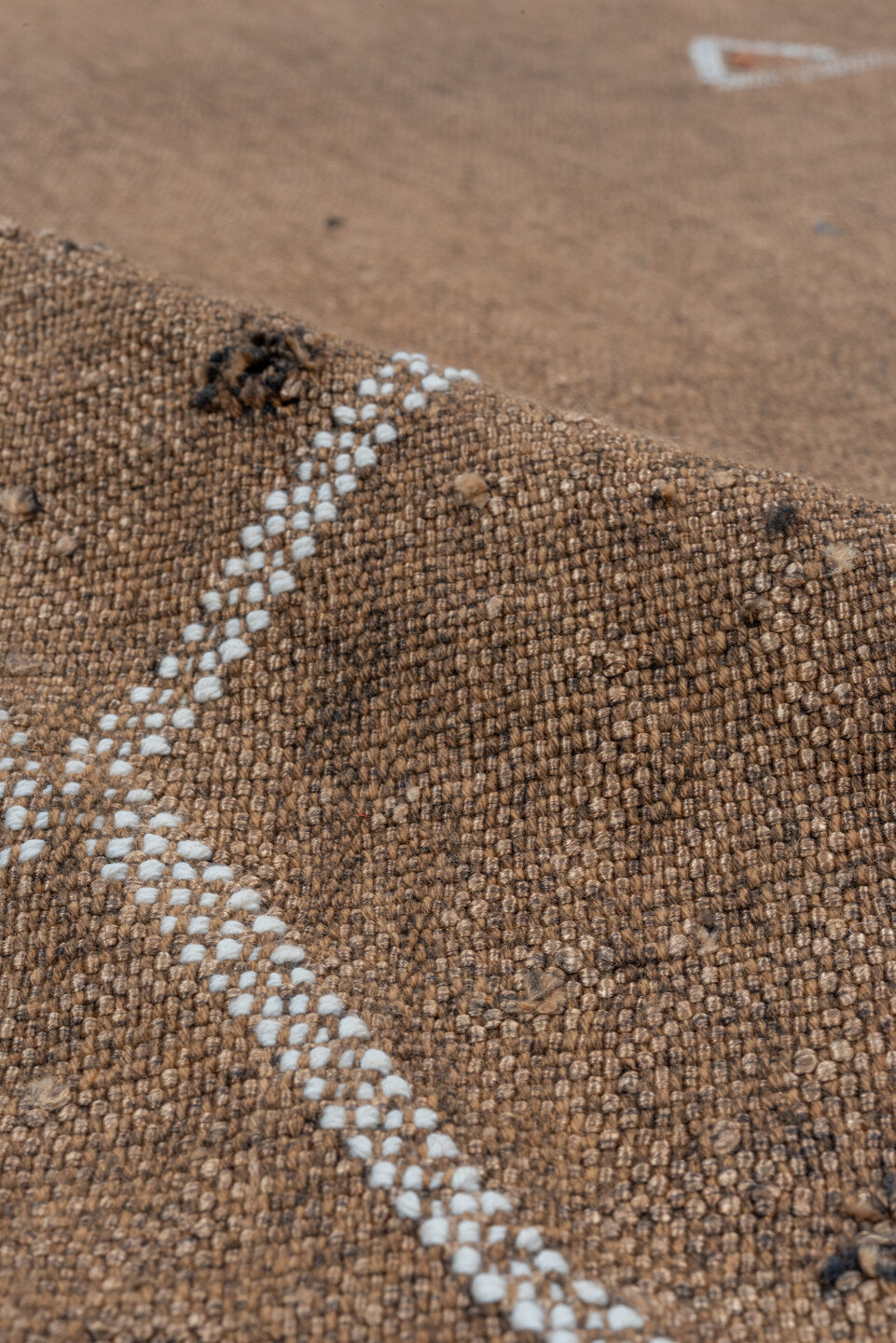 6' x 9' one-of-a-kind handmade vintage Cactus Kilim medium size rug. Color palette: brown, gray, light gray, off-white, pink