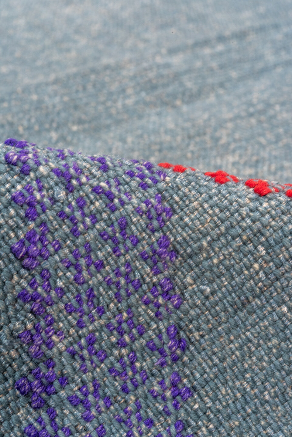 5' x 8' one-of-a-kind handmade vintage Cactus Kilim medium size rug. Color palette: arapawa, blue, brown, dark gray, fiord