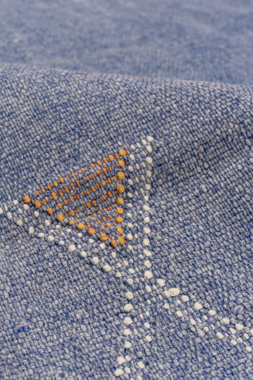 5' x 8' one-of-a-kind handmade vintage Cactus Kilim medium size rug. Color palette: blue, dim gray, fiord, gray, light blue