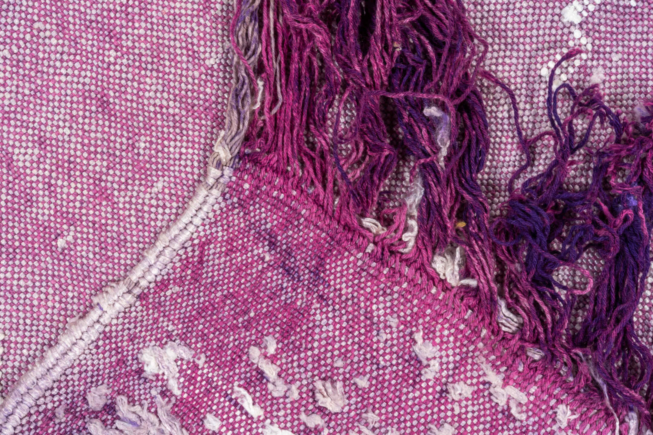 4' x 7' one-of-a-kind handmade vintage Cactus Kilim rug. Color palette: pink, lavender, ivory, rose, orange, plum
