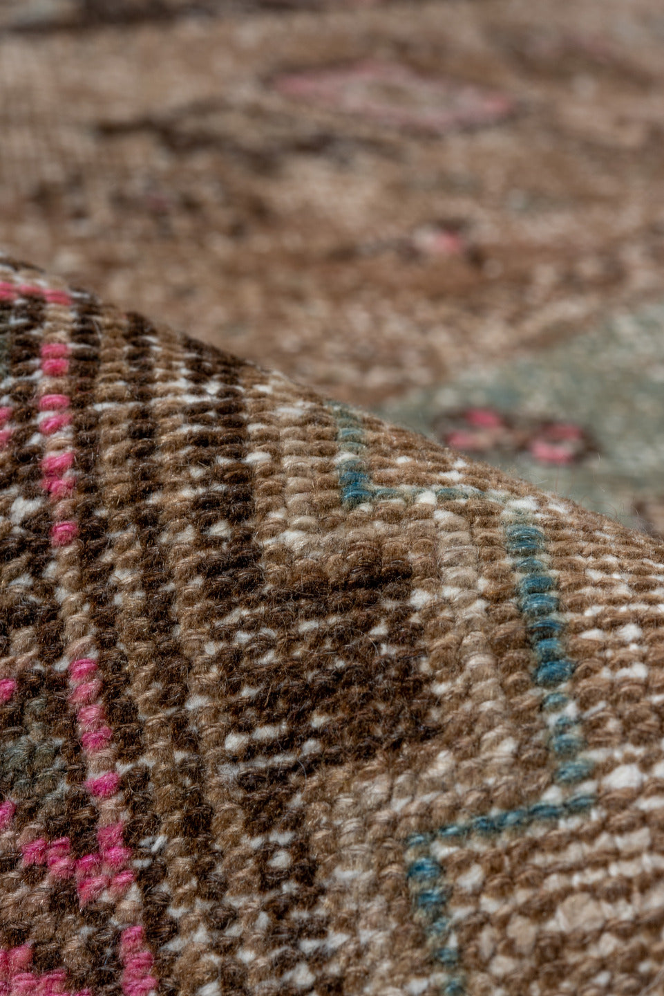 4' x 6' one-of-a-kind handmade antique Hamadan small size rug. Color palette: taupe, brown, sky blue, pink, charcoal, ivory