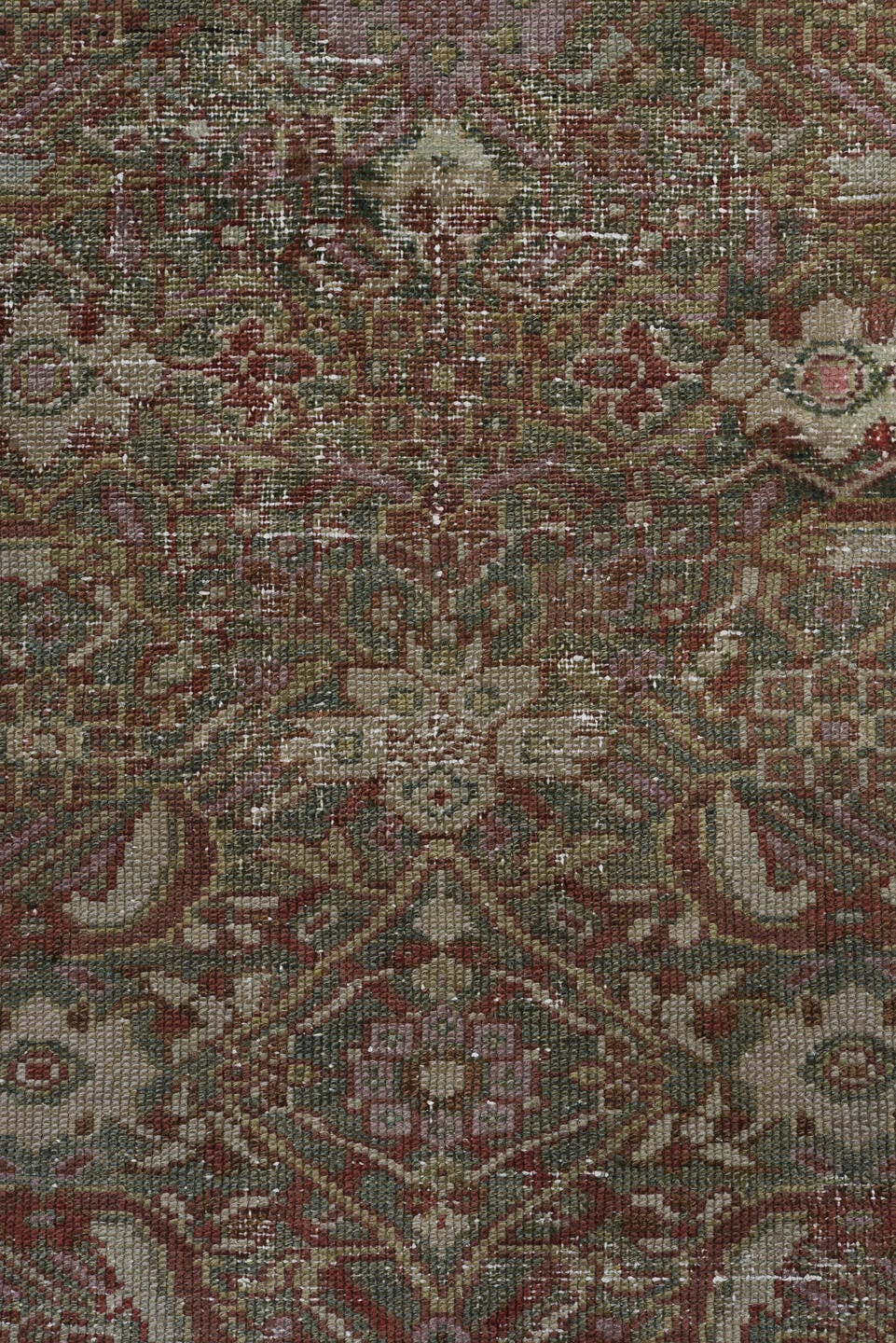 3' x 15' one-of-a-kind handmade vintage Malayer runner rug. Color palette: taupe, brown, rust, ivory, charcoal, rose, camel
