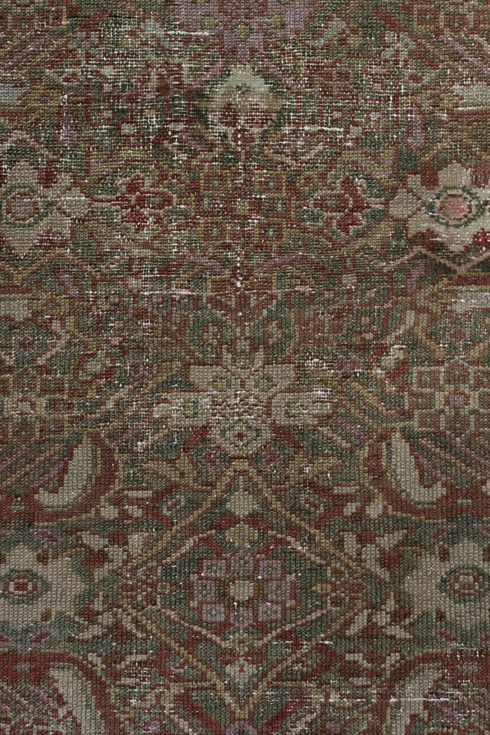 3' x 15' one-of-a-kind handmade vintage Malayer runner rug. Color palette: taupe, brown, rust, ivory, charcoal, rose, camel