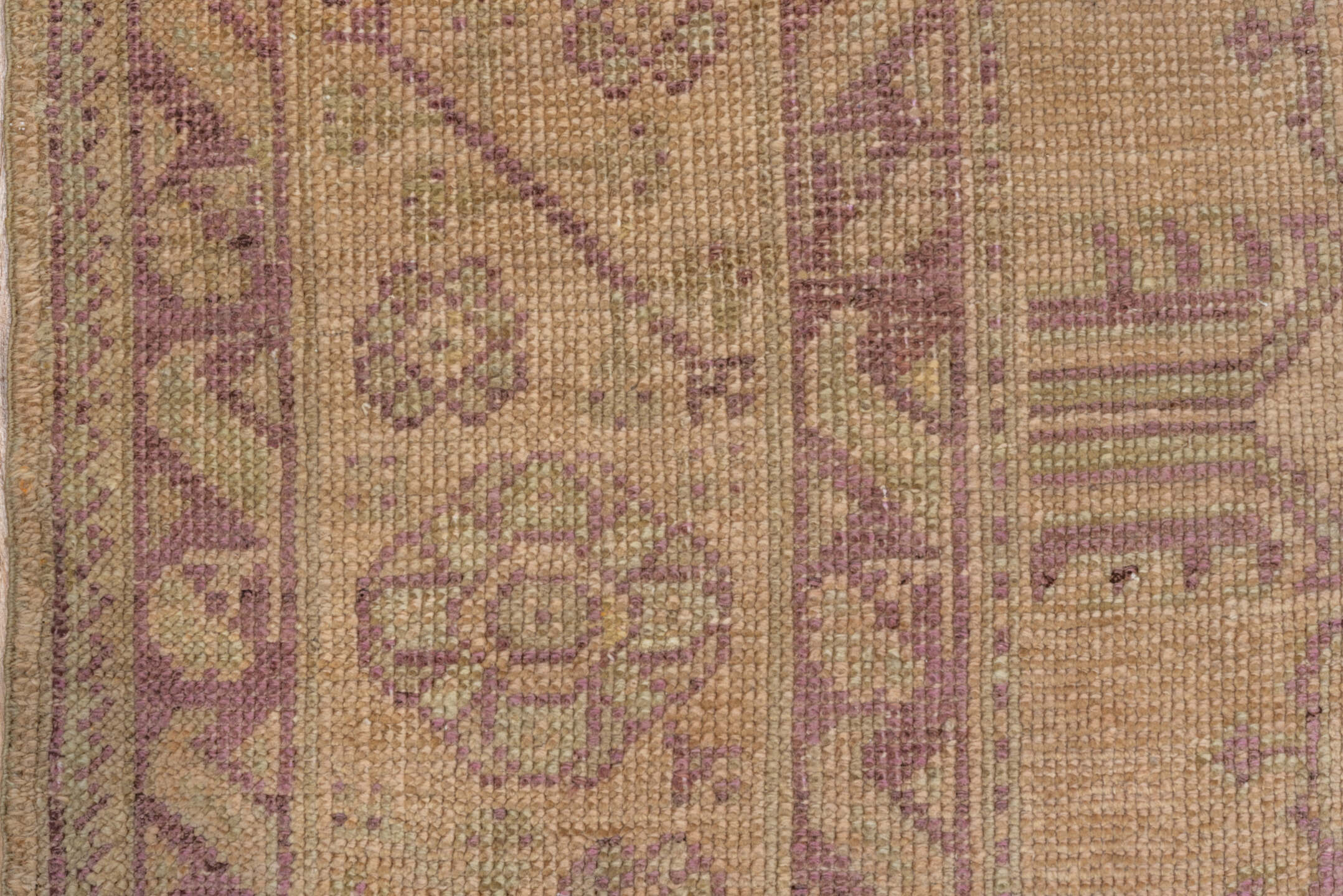 8' x 11' one-of-a-kind handmade vintage Oushak large size rug. Color palette: brown, gray, light gray, pink, redwood