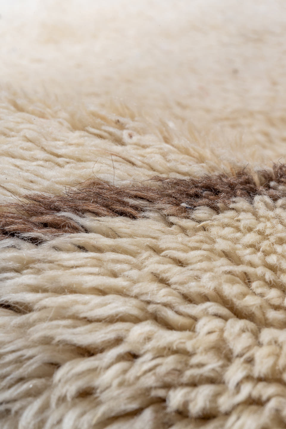 2' x 12' one-of-a-kind handmade vintage Moroccan runner rug. Color palette: ivory, brown, cream, taupe, beige, gray