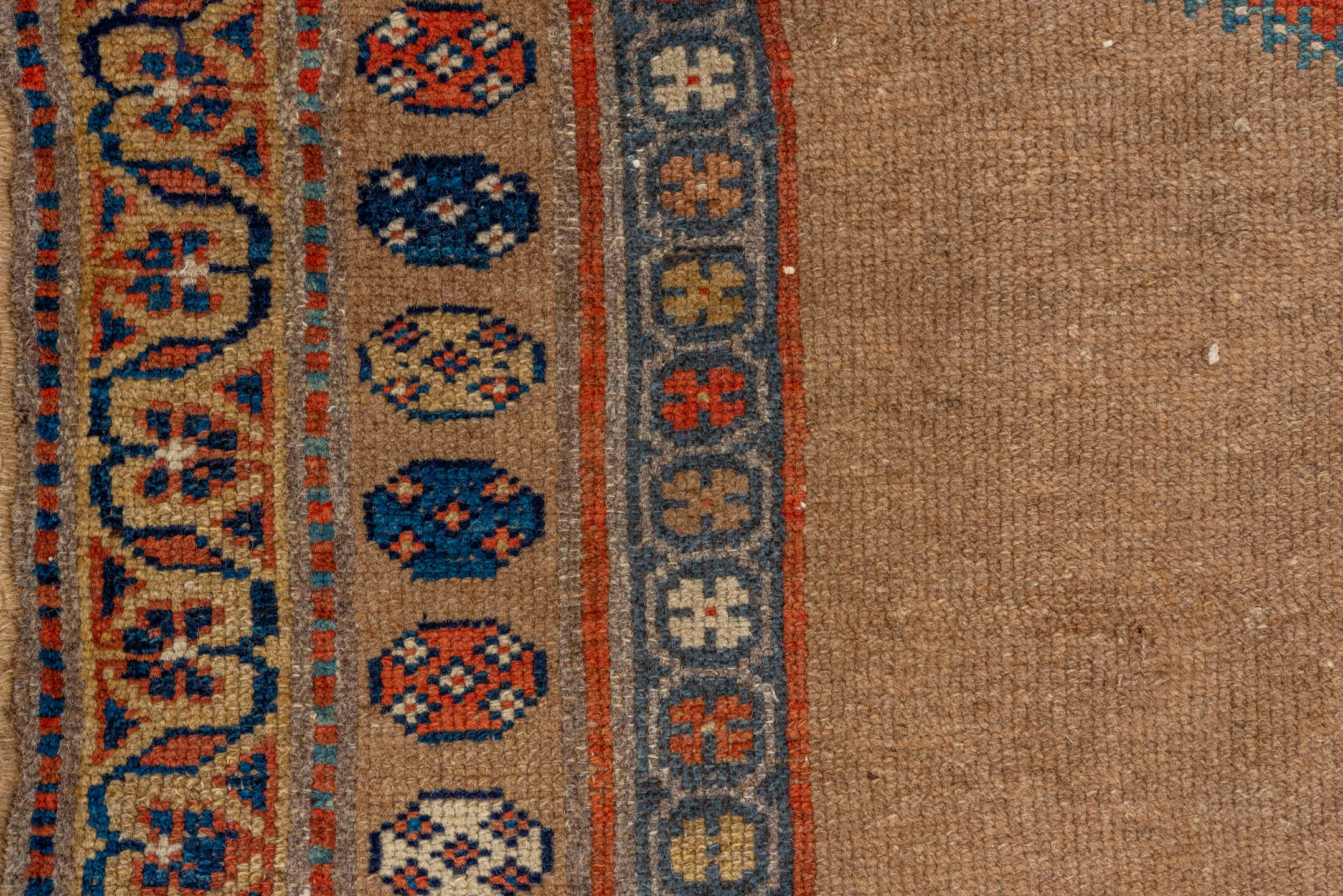 3' x 8' one-of-a-kind handmade vintage Sarab runner rug. Color palette: black, blue, brown, gray, pink, red