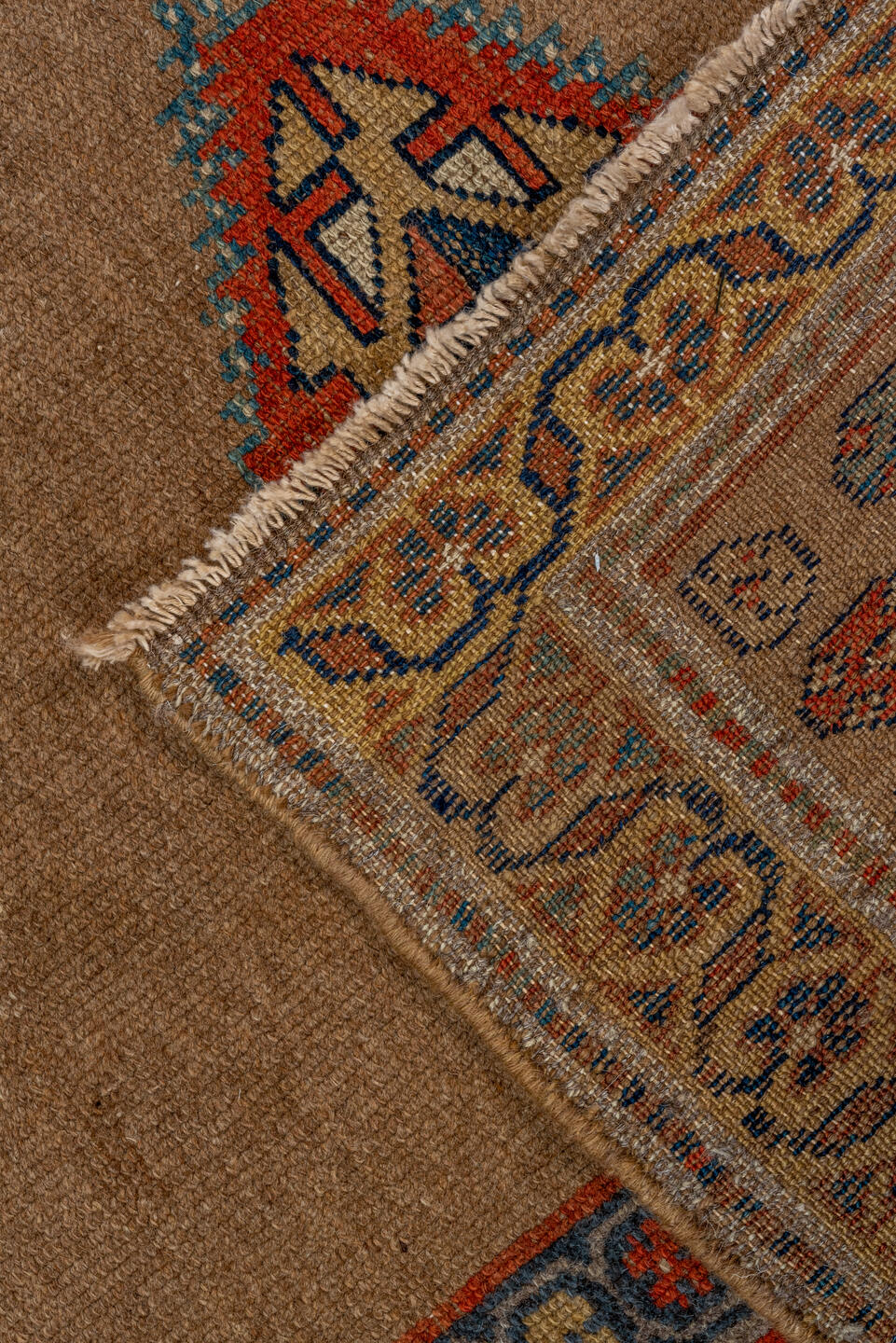 3' x 8' one-of-a-kind handmade vintage Sarab runner rug. Color palette: black, blue, brown, gray, pink, red