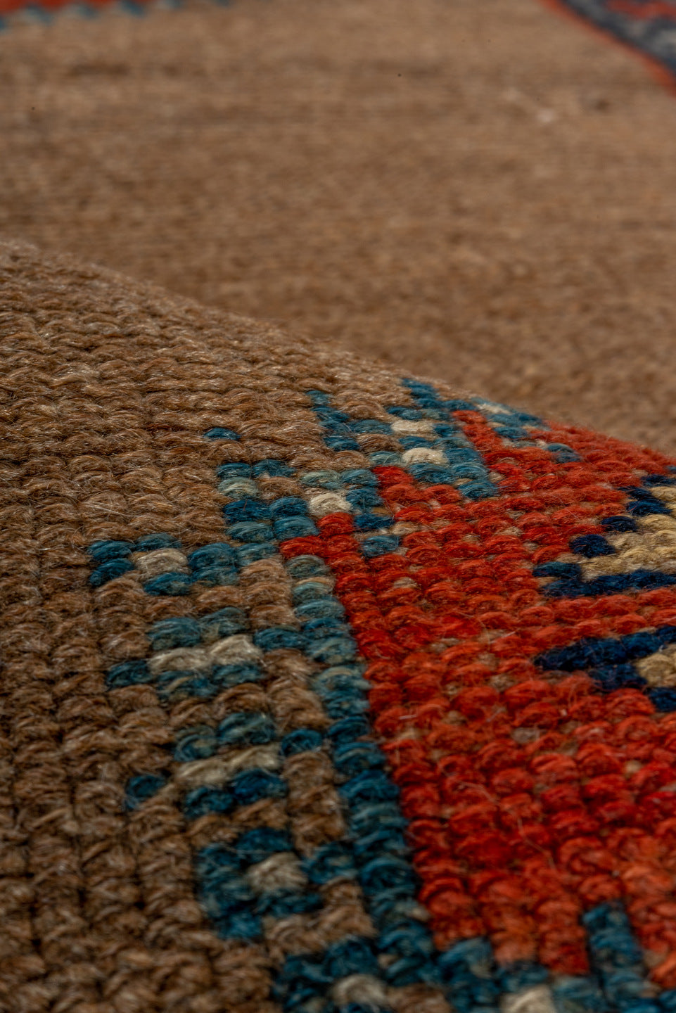 3' x 8' one-of-a-kind handmade vintage Sarab runner rug. Color palette: black, blue, brown, gray, pink, red