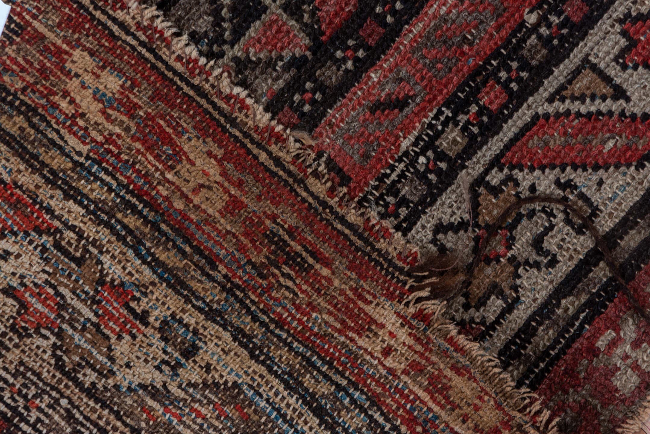 3' x 5' one-of-a-kind handmade antique Hamadan small size rug. Color palette: charcoal, rust, ivory, brick, taupe, slate