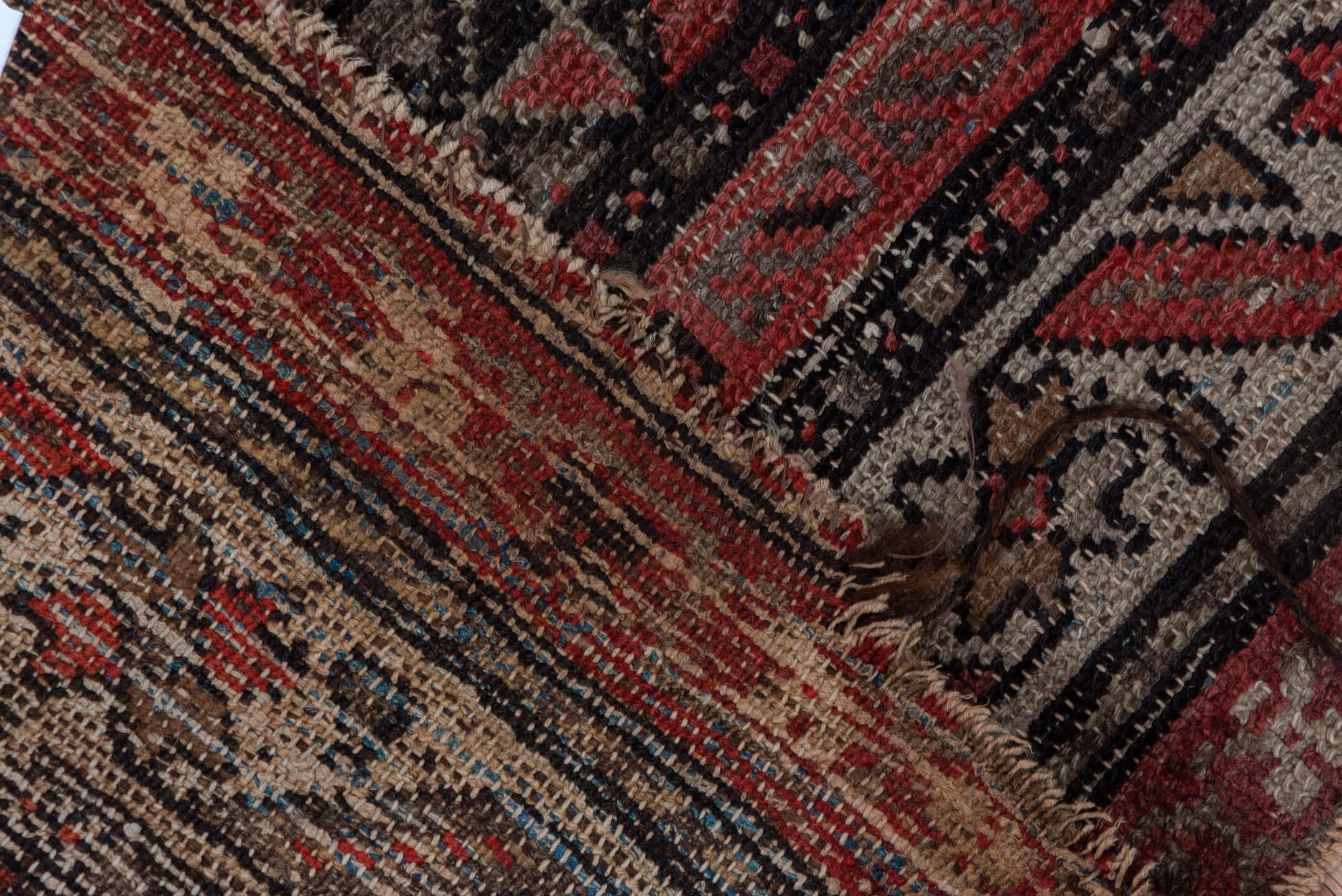 3' x 5' one-of-a-kind handmade antique Hamadan small size rug. Color palette: charcoal, rust, ivory, brick, taupe, slate