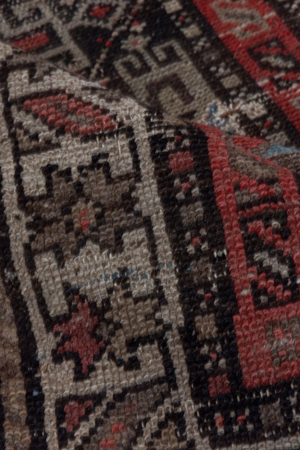 3' x 5' one-of-a-kind handmade antique Hamadan small size rug. Color palette: charcoal, rust, ivory, brick, taupe, slate