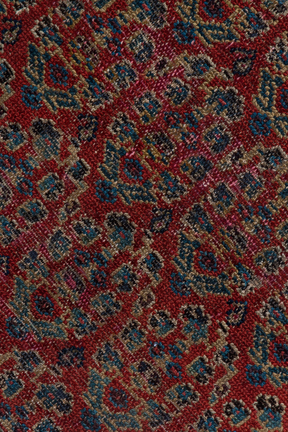 2' x 11' one-of-a-kind handmade vintage Malayer runner rug. Color palette: brown, off-white, pink, red, snow, white