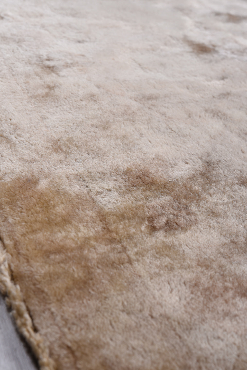 9' x 11' one-of-a-kind handmade vintage Hooked large size rug. Color palette: brown, gray, light gray, off-white, pink