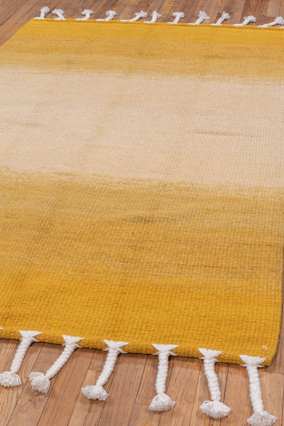 4' x 6' one-of-a-kind handmade vintage Flatweave small size rug. Color palette: gold, ivory, ochre, cream, brown
