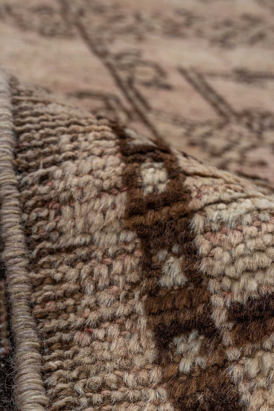 6' x 9' one-of-a-kind handmade vintage Khotan medium size rug. Color palette: black, brown, gray, light gray, pink