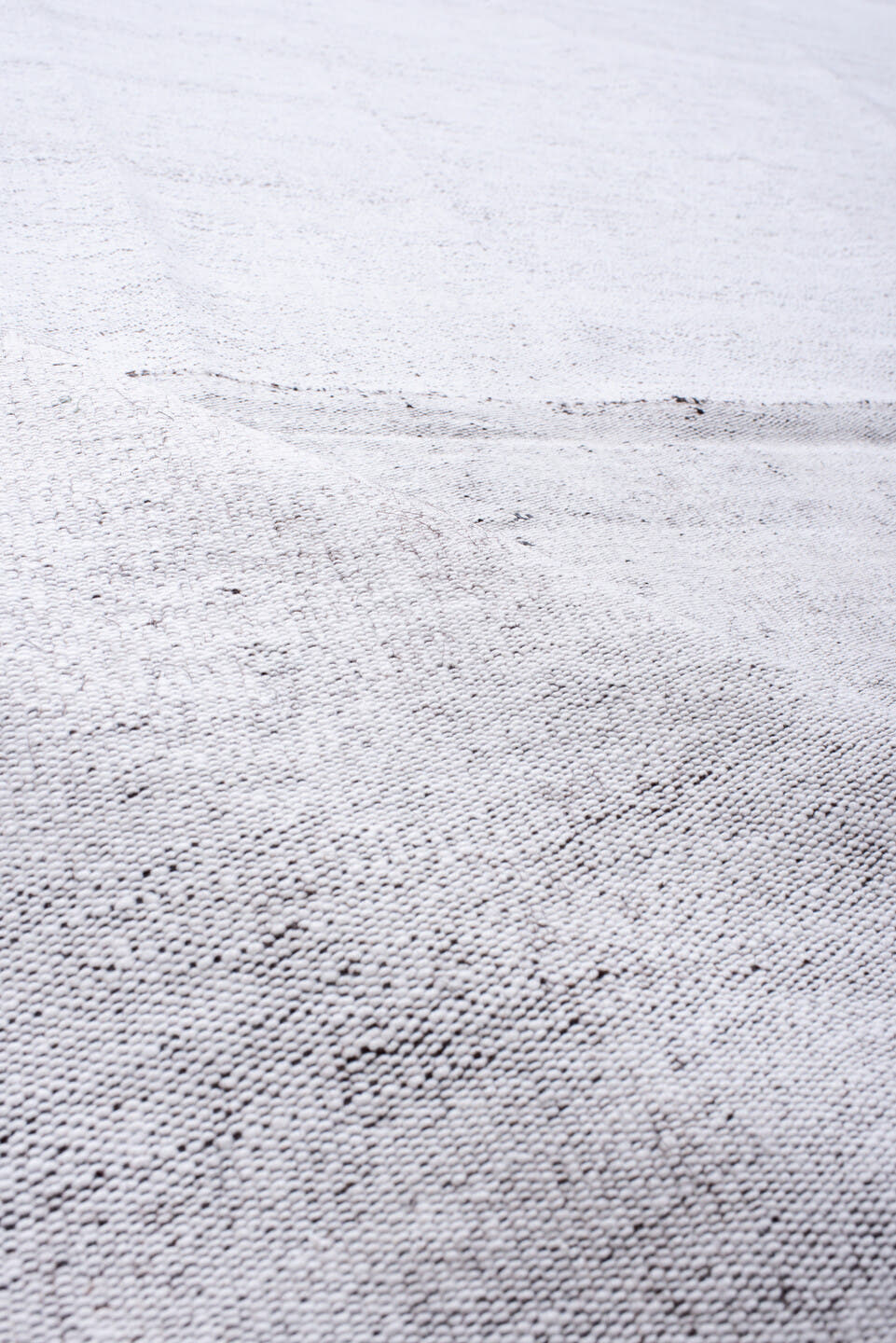 7' x 12' one-of-a-kind handmade antique Flatweave large size rug. Color palette: ivory, pale gray, cream, light gray