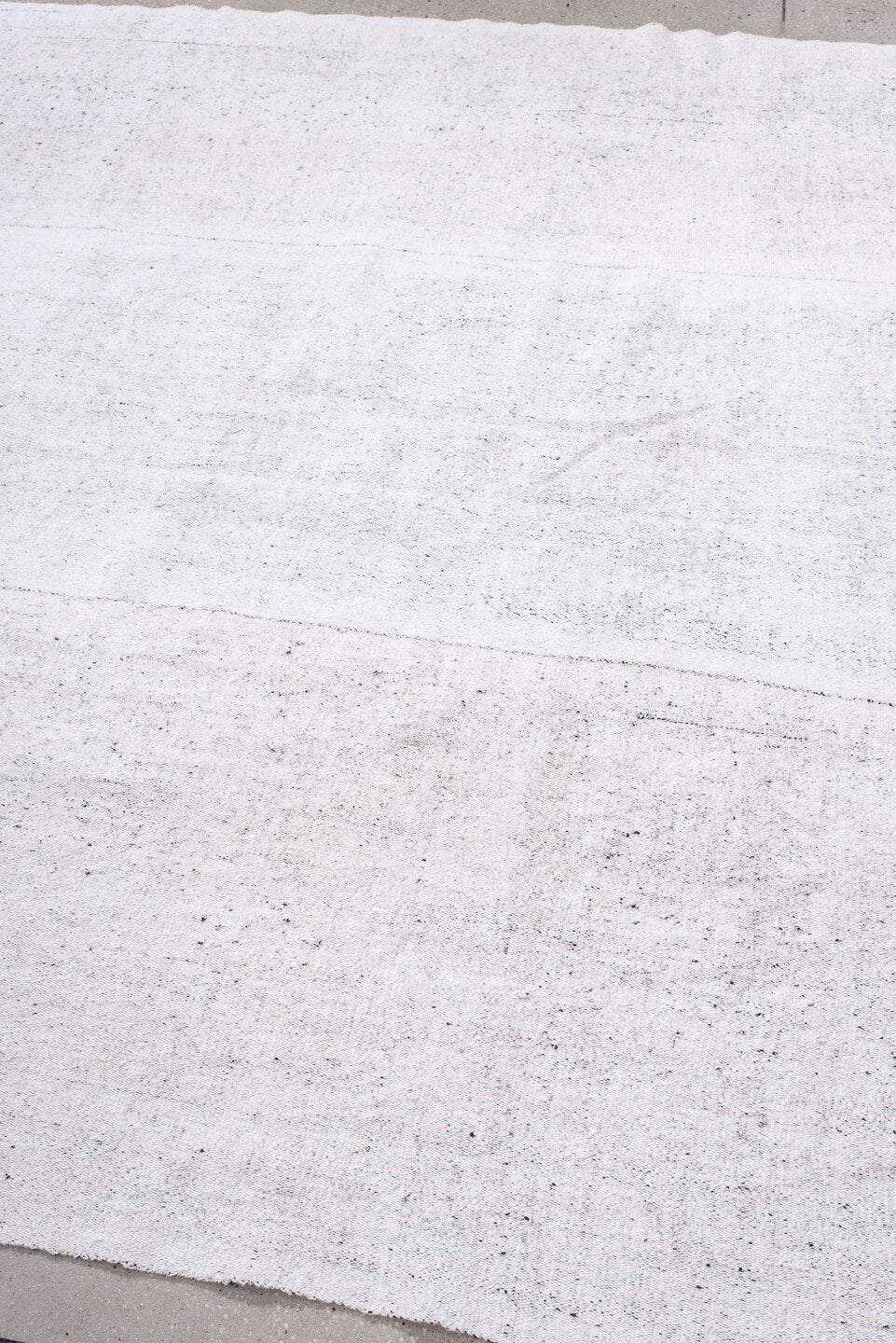 7' x 7' one-of-a-kind handmade antique Flatweave rug. Color palette: ivory, cream, taupe, pale gray, beige, gray, light gray