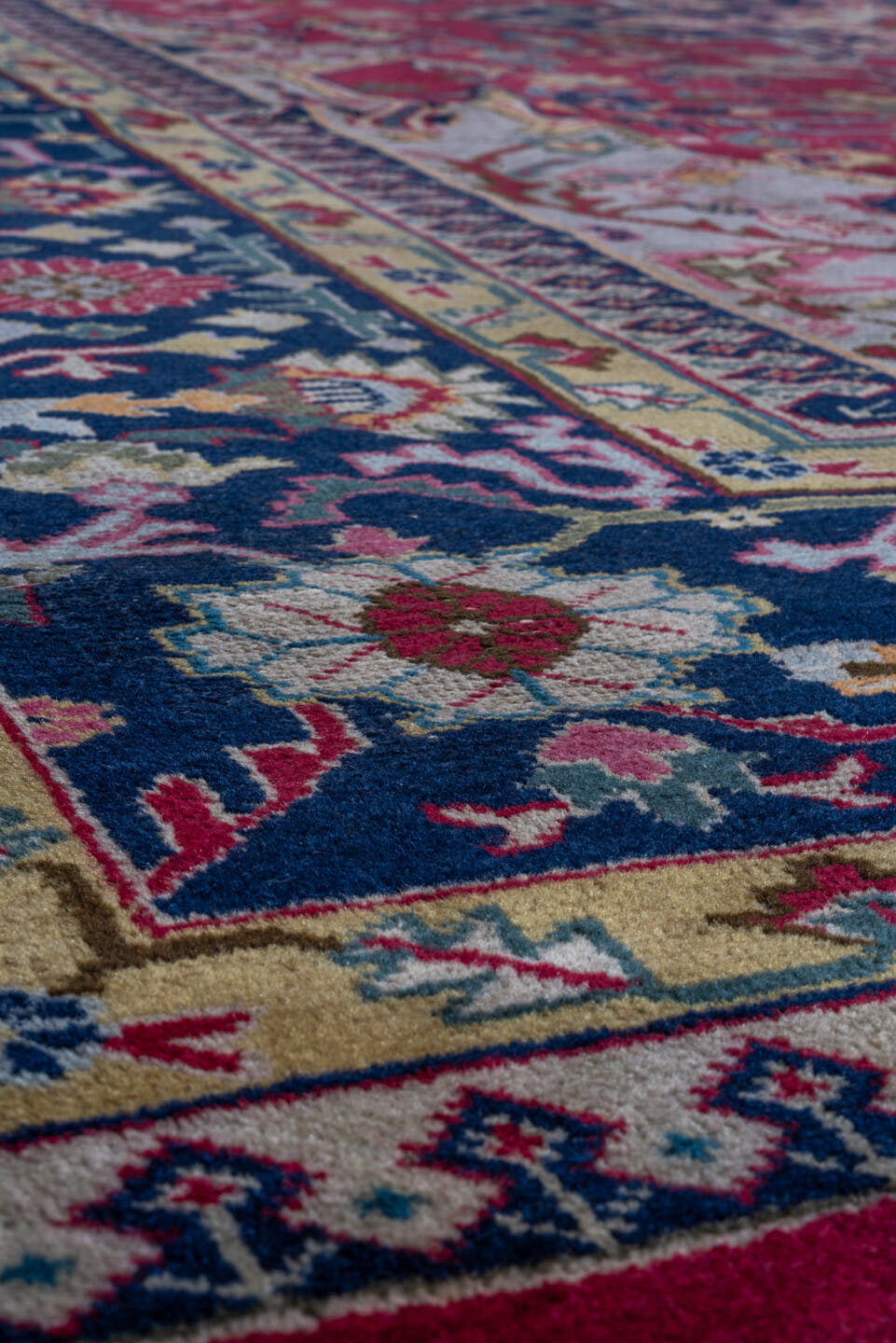 9' x 11' one-of-a-kind handmade antique Sparta large size rug. Color palette: ivory, navy, beige, taupe, slate, charcoal