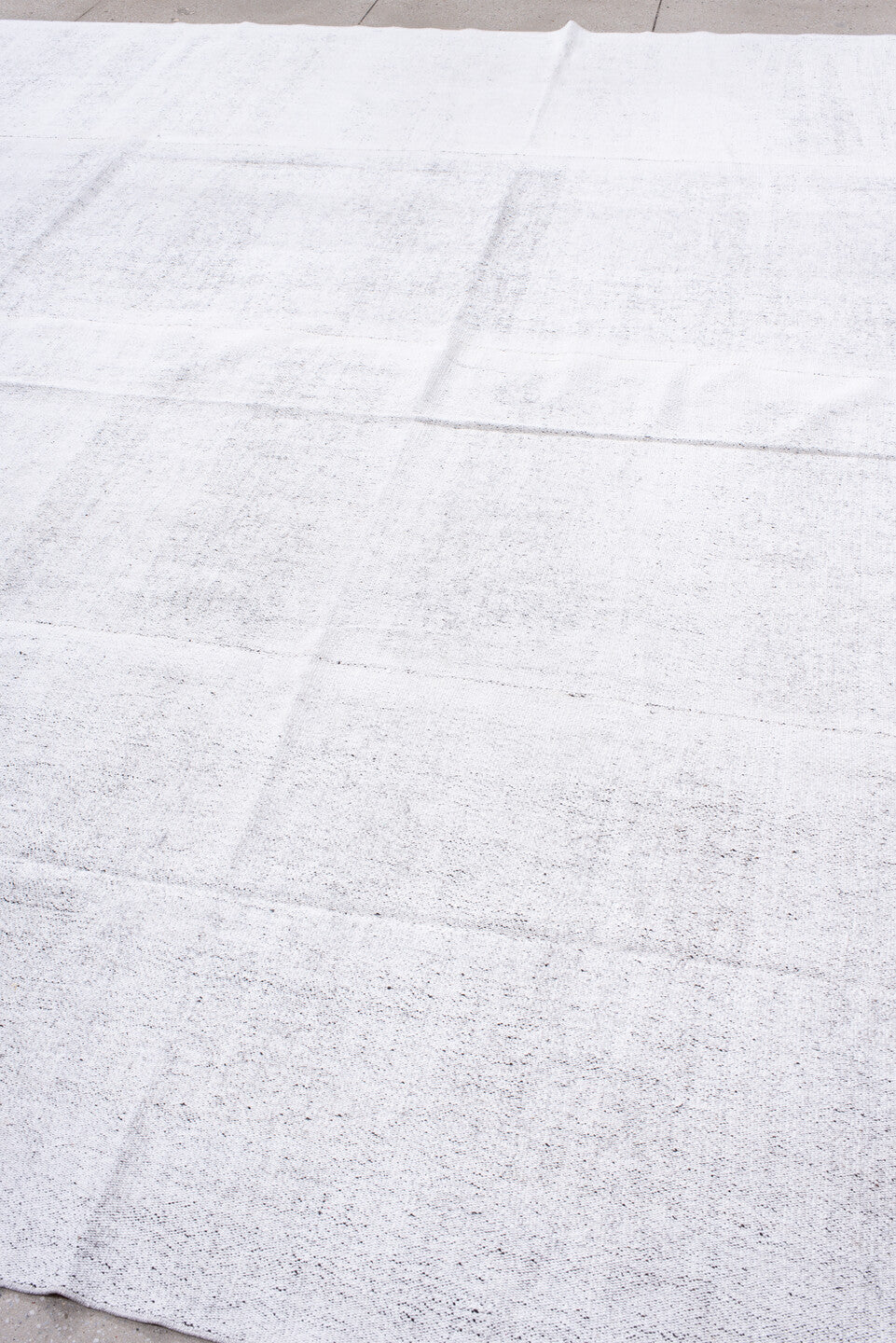 10' x 12' one-of-a-kind handmade antique Flatweave large size rug. Color palette: ivory, cream, pale gray, light gray