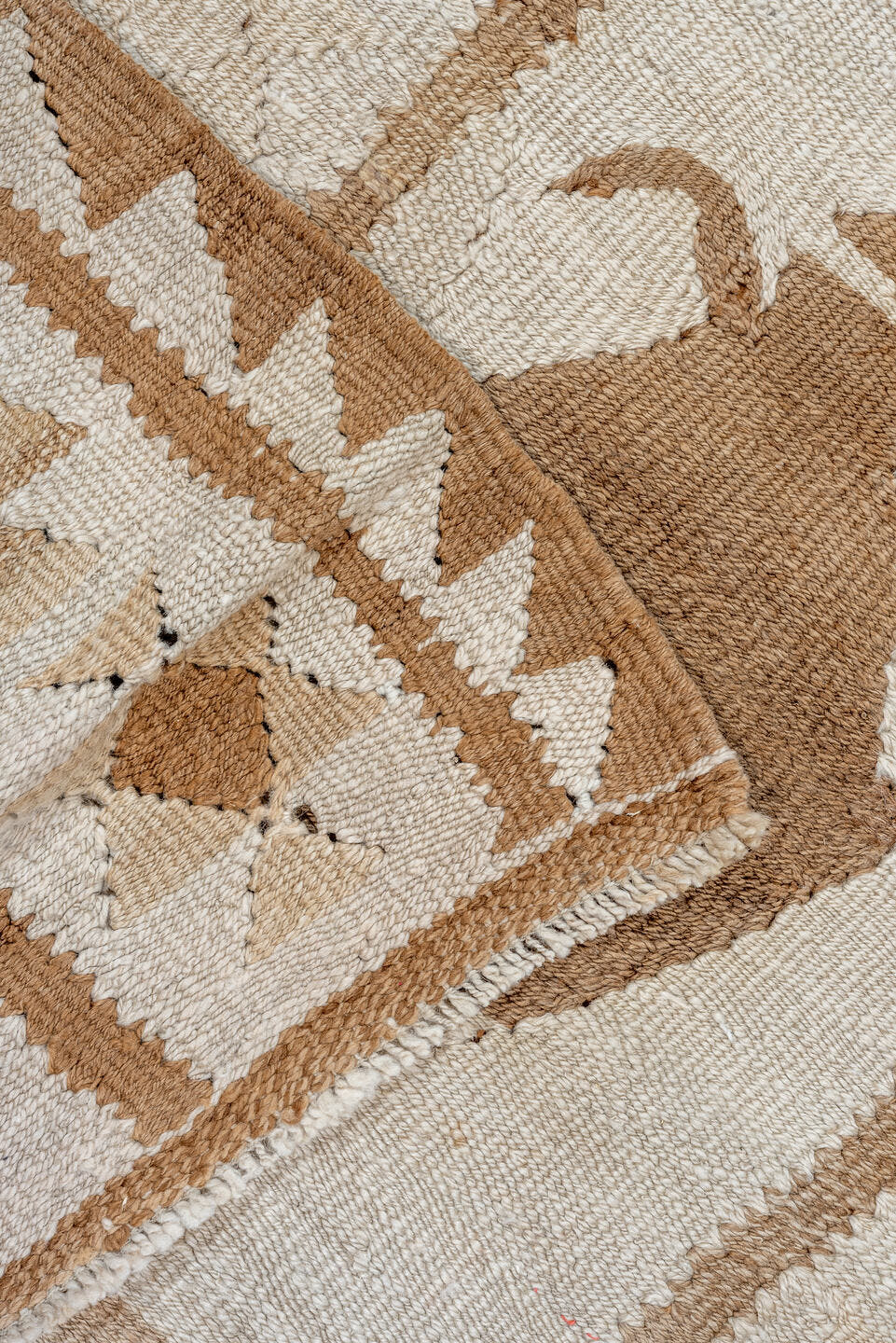 2' x 11' one-of-a-kind handmade antique Kilim runner rug. Color palette: ivory, taupe, brown, camel, beige, gray