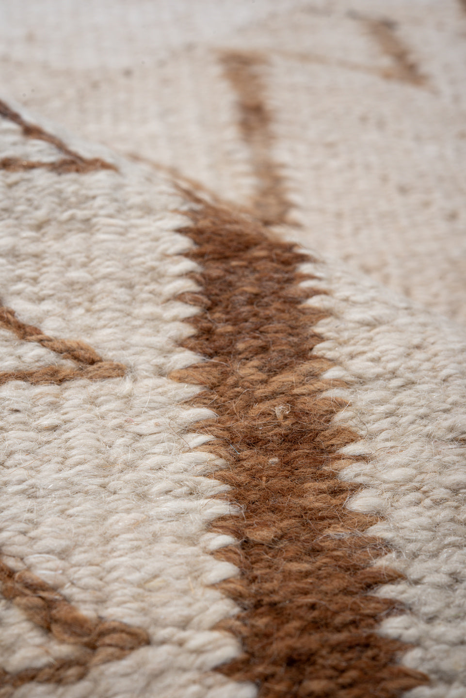 3' x 11' one-of-a-kind handmade vintage Kilim runner rug. Color palette: brown, gainsboro, gray, light gray, off-white, snow