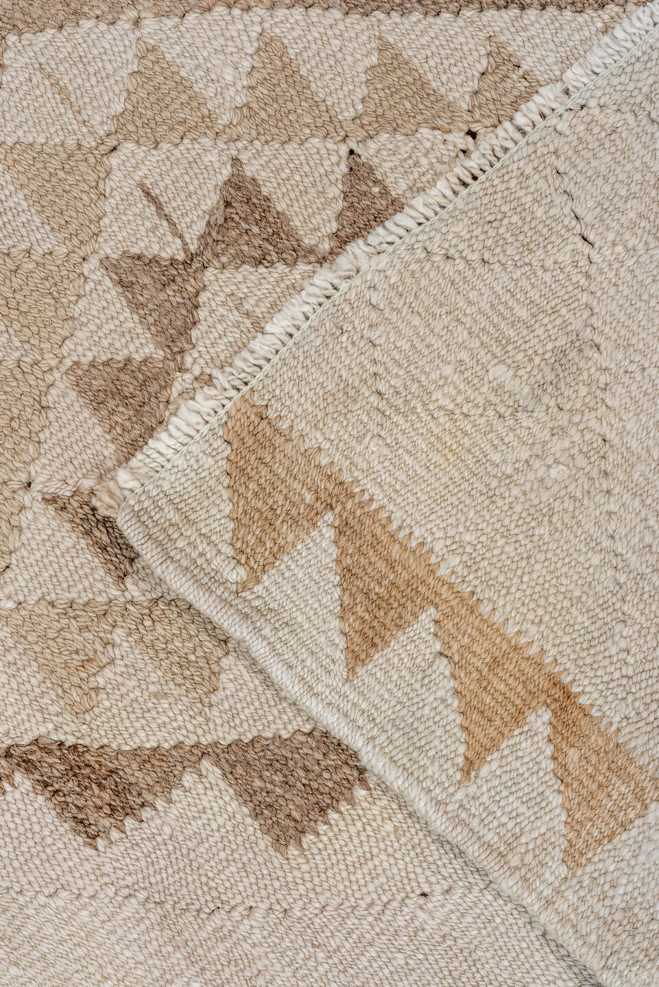 2' x 9' one-of-a-kind handmade antique Kilim runner rug. Color palette: ivory, beige, taupe, sand, gray