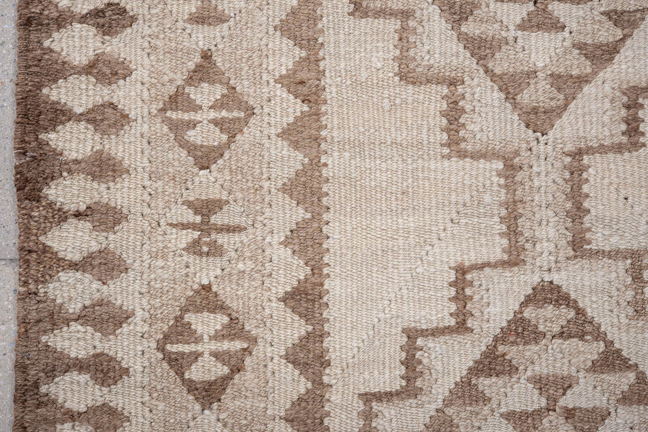 3' x 11' one-of-a-kind handmade vintage Kilim runner rug. Color palette: brown, gainsboro, gray, light gray, off-white, pink