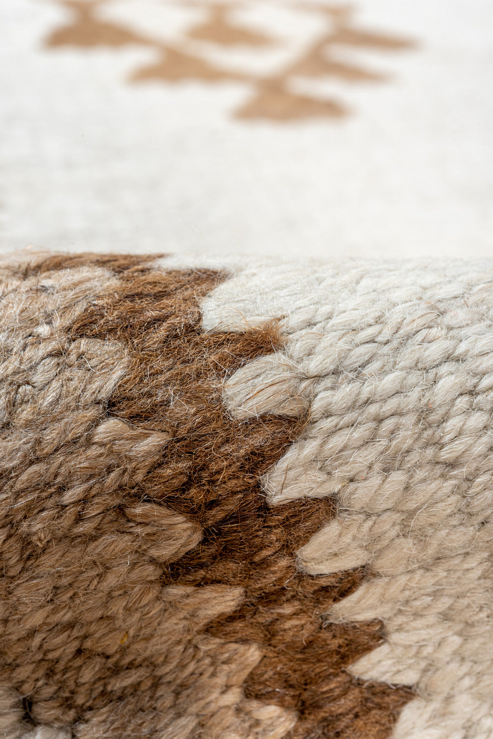 2' x 10' one-of-a-kind handmade vintage Kilim runner rug. Color palette: brown, gray, light gray, linen, off-white, old lace