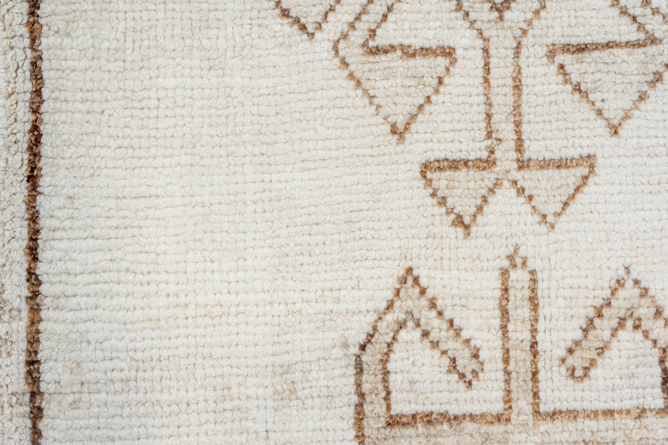 3' x 11' one-of-a-kind handmade vintage Kars runner rug. Color palette: brown, gainsboro, gray, light gray, linen, off-white