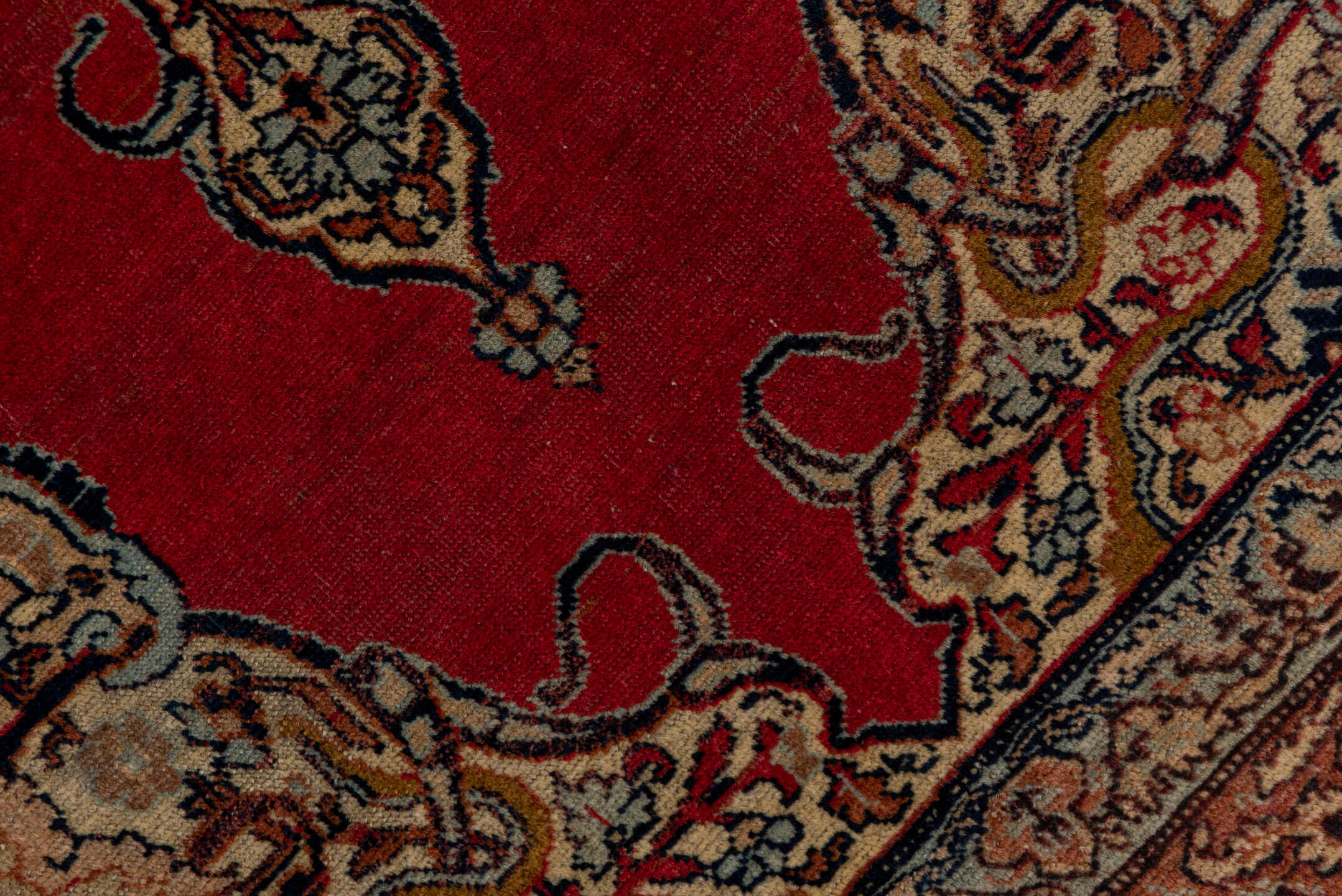 4' x 5' one-of-a-kind handmade antique Tabriz small size rug. Color palette: crimson, ivory, camel, navy, rust, taupe, slate