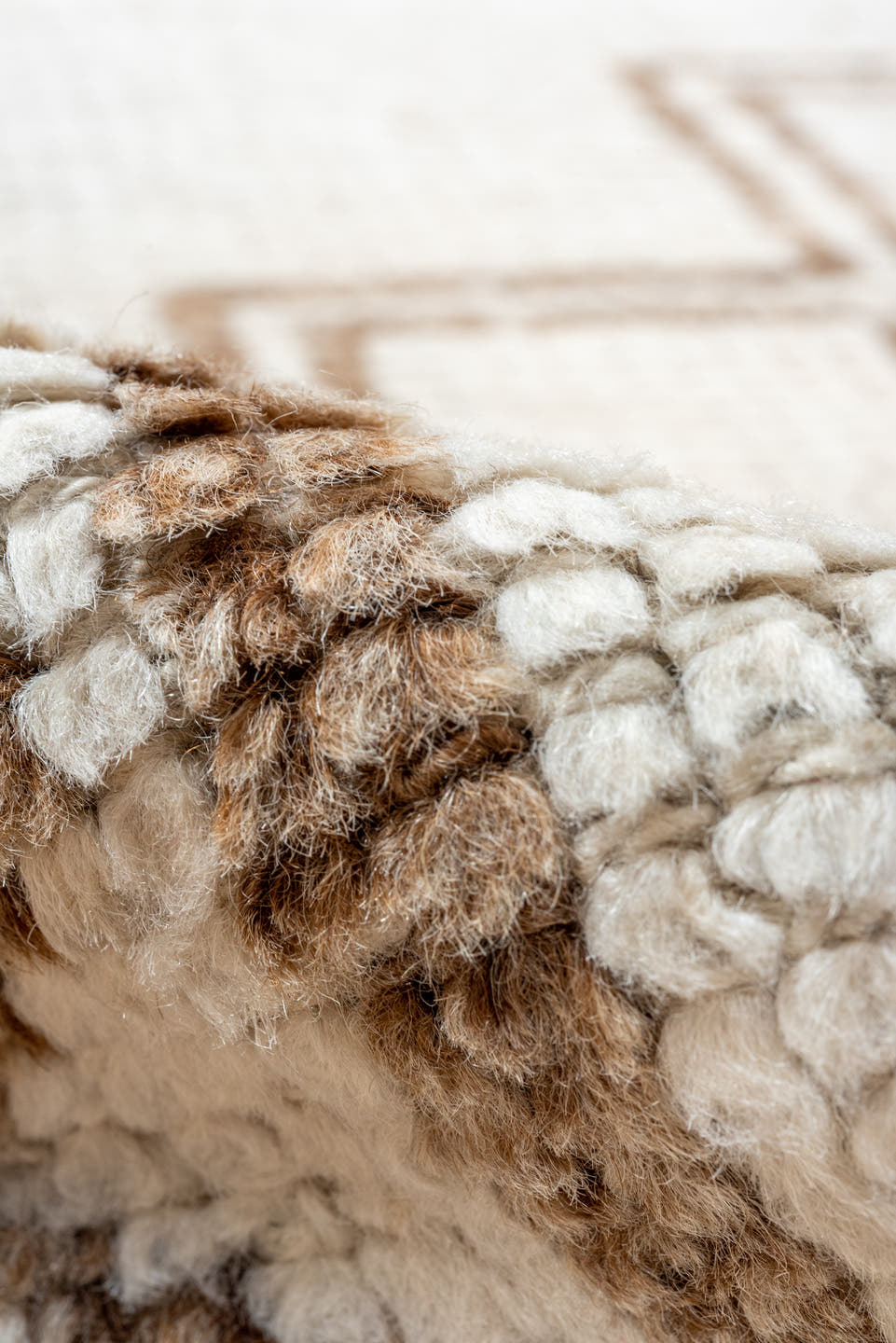 2' x 10' one-of-a-kind handmade vintage Kars runner rug. Color palette: ivory, taupe, brown, beige, gray