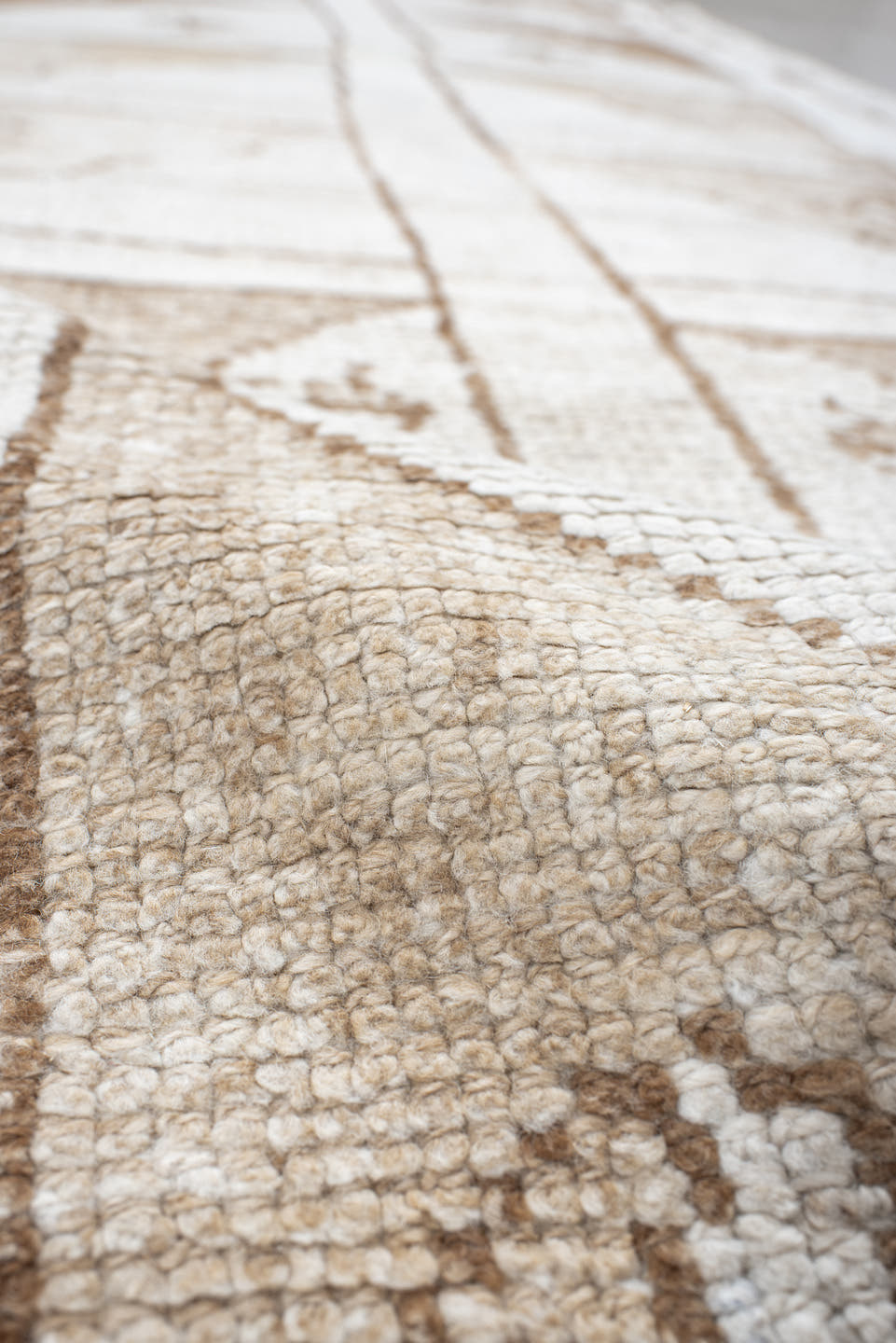 3' x 10' one-of-a-kind handmade vintage Kars runner rug. Color palette: ivory, taupe, camel, brown, beige, gray